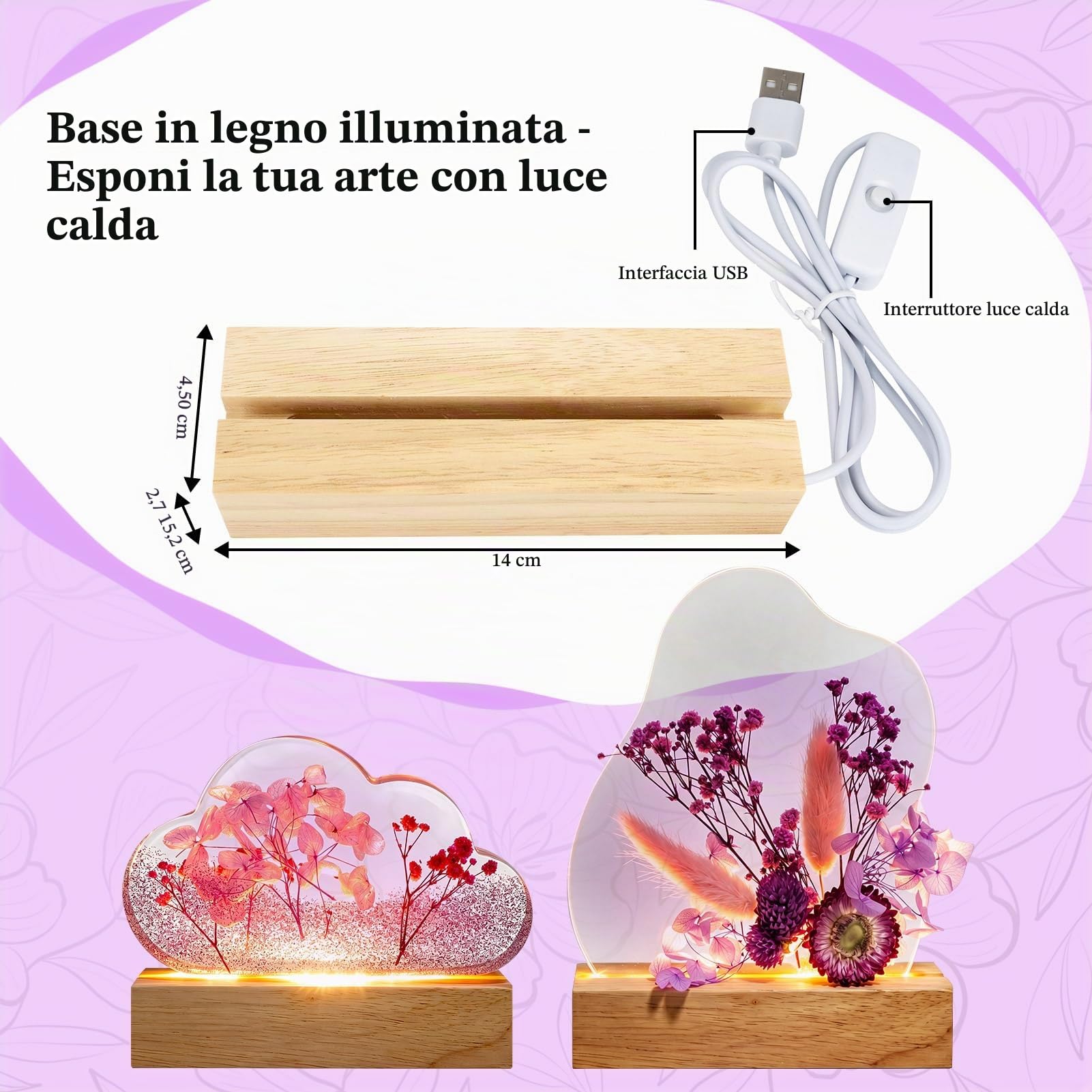 Kit in resina epossidica per principianti con luce, artigianato fai da te per adulti donne | Set completo in resina epossidica trasparente e senza bolle, con stampi in resina, accessori in resina