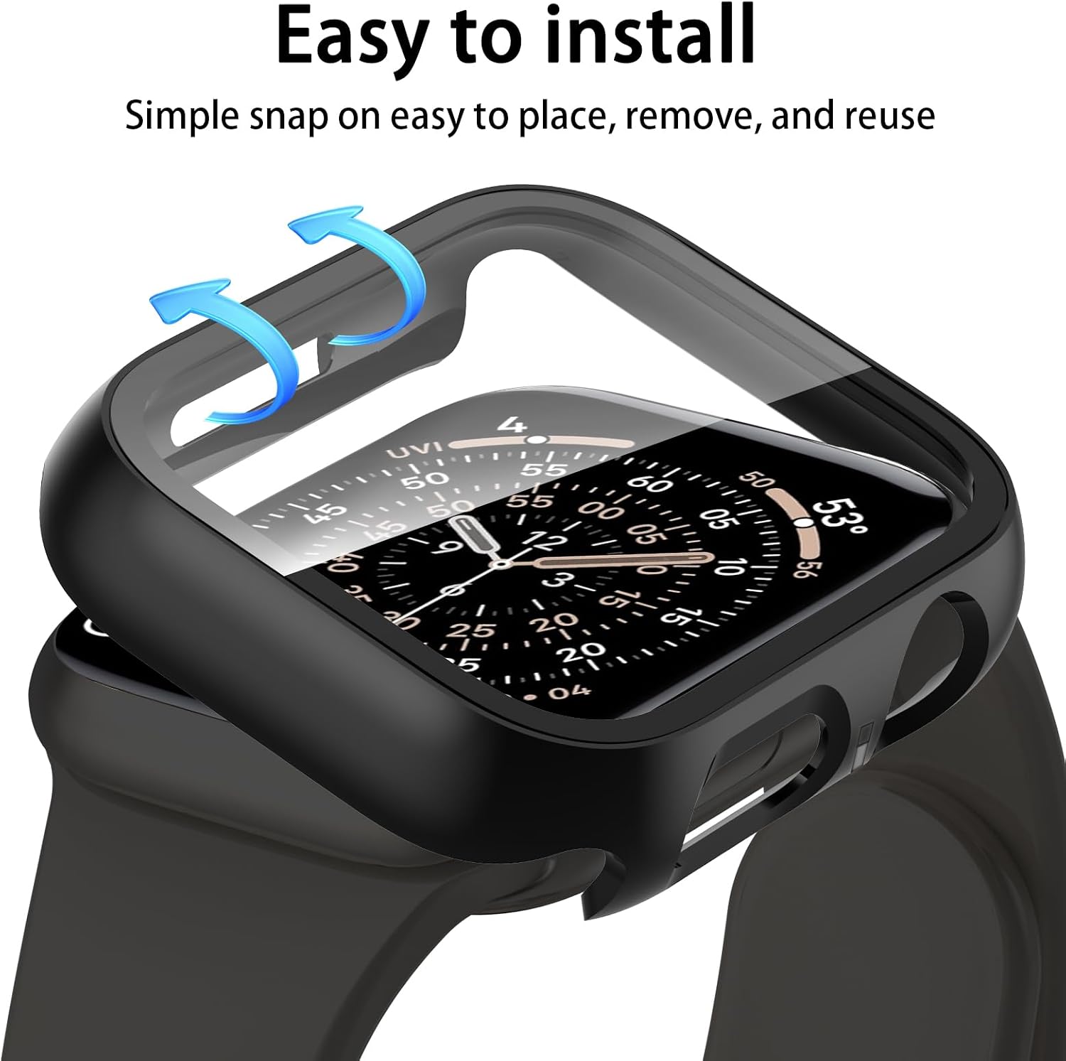 [2 Pack] Waterproof Case for Apple Watc SE 3/SE(2nd Gen)/SE Series 6 5 4 44mm with Tempered Glass Screen Protector, Full Coverage Protective Hard PC Cover for iWatch 44mm