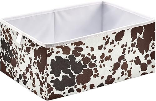 Miniatura 2 de Kigai Cubo de almacenamiento con estampado de vaca, cesta de almacenamiento plegable grande para juguetes, organizador de ropa, para estantes,