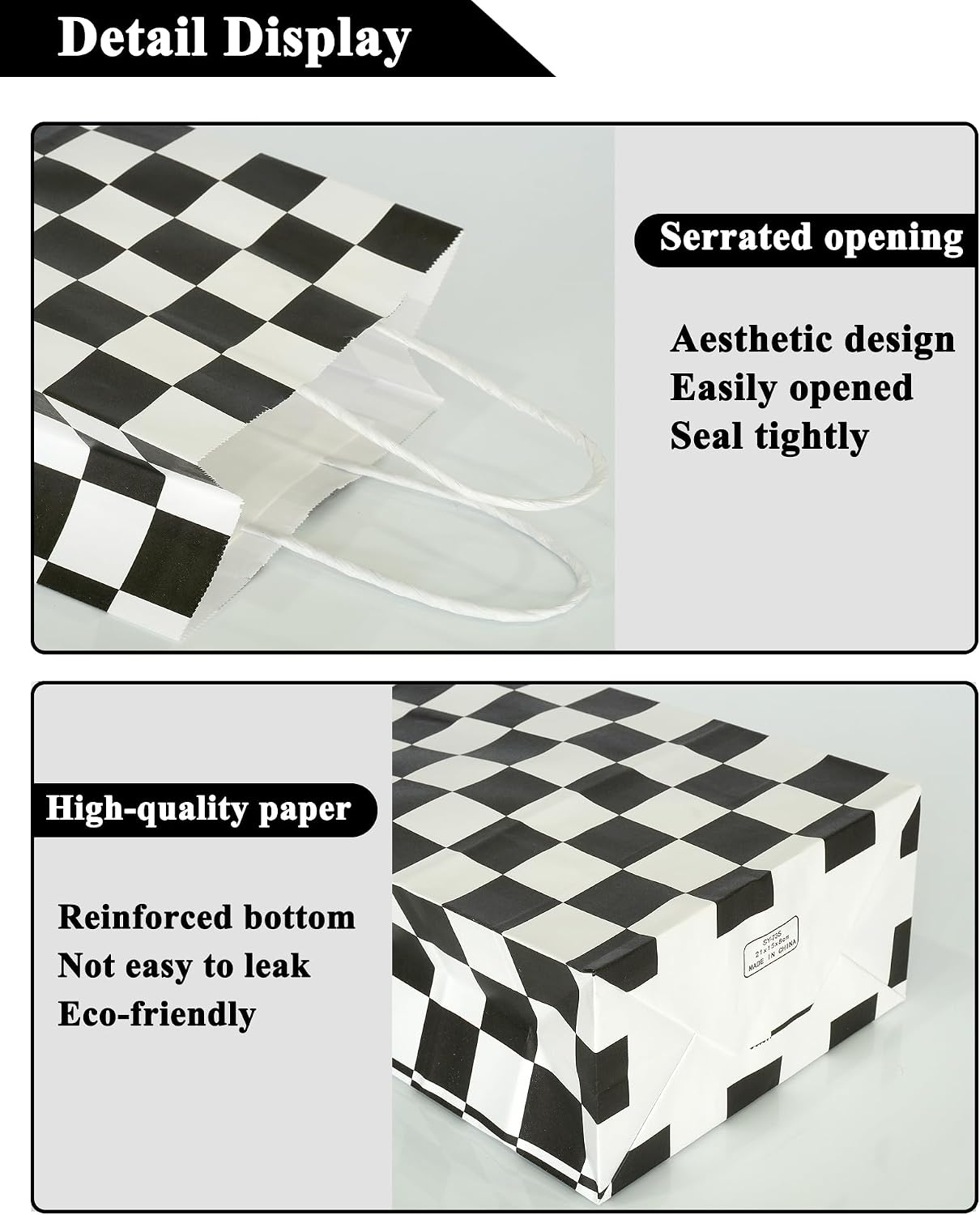 ADIDO EVA 12 Pcs Checkered Party Favor Bags Checkered Bags (6.2x3.1x8.6 In)