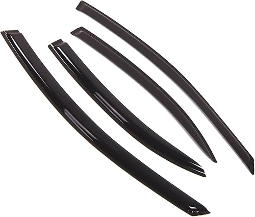 Tuningpros WD2-097S - Deflector de visera de ventana de montaje exterior, protector de lluvia, humo oscuro, juego de 4 piezas compatible con