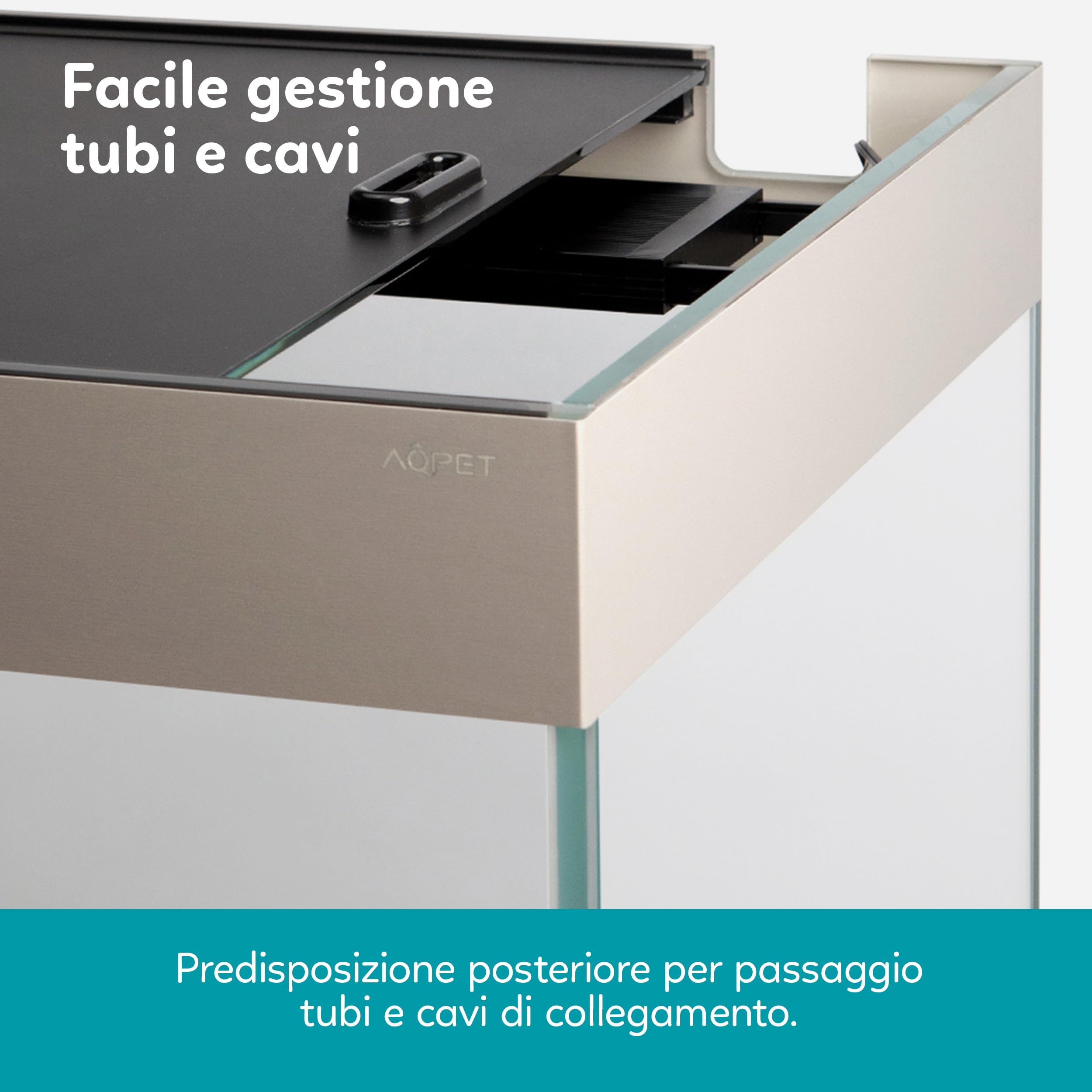 AQPET RIVERIUM Acquario Completo 240L con Mobile in Legno, Vetro Extrachiaro 10 mm, Filtro Esterno HALO 300, LED RGB BRIGHT 900R, Riscaldatore 200W, Acqua Dolce e Marina (Bianco)