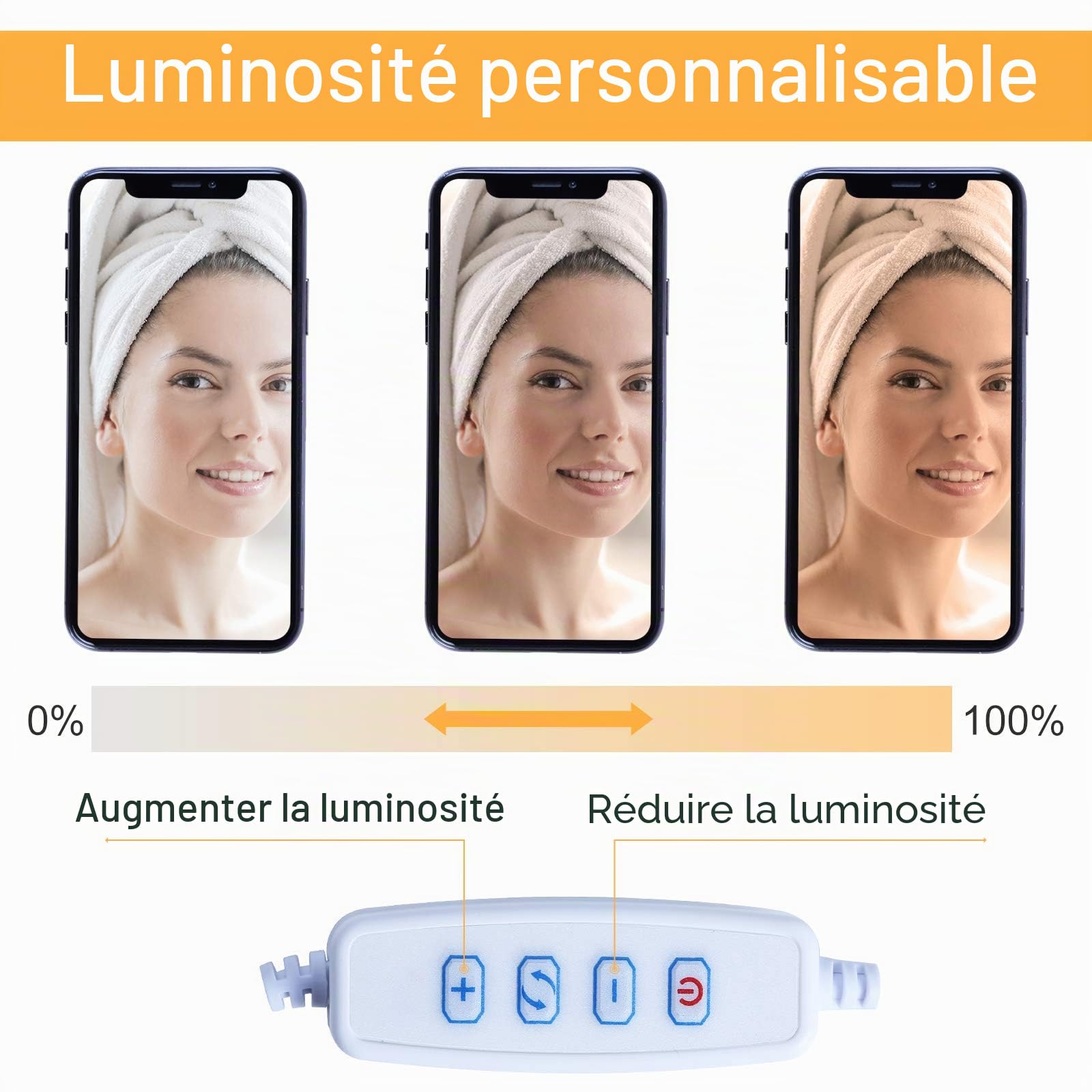AGM Selfie Ring Light avec Col de Cygne 24", 3 Modes d'Eclairage, Support de Téléphone Portable, Lumière Dimmable pour Maquillage, Photos, Vidéos, Lectures, Live Streaming