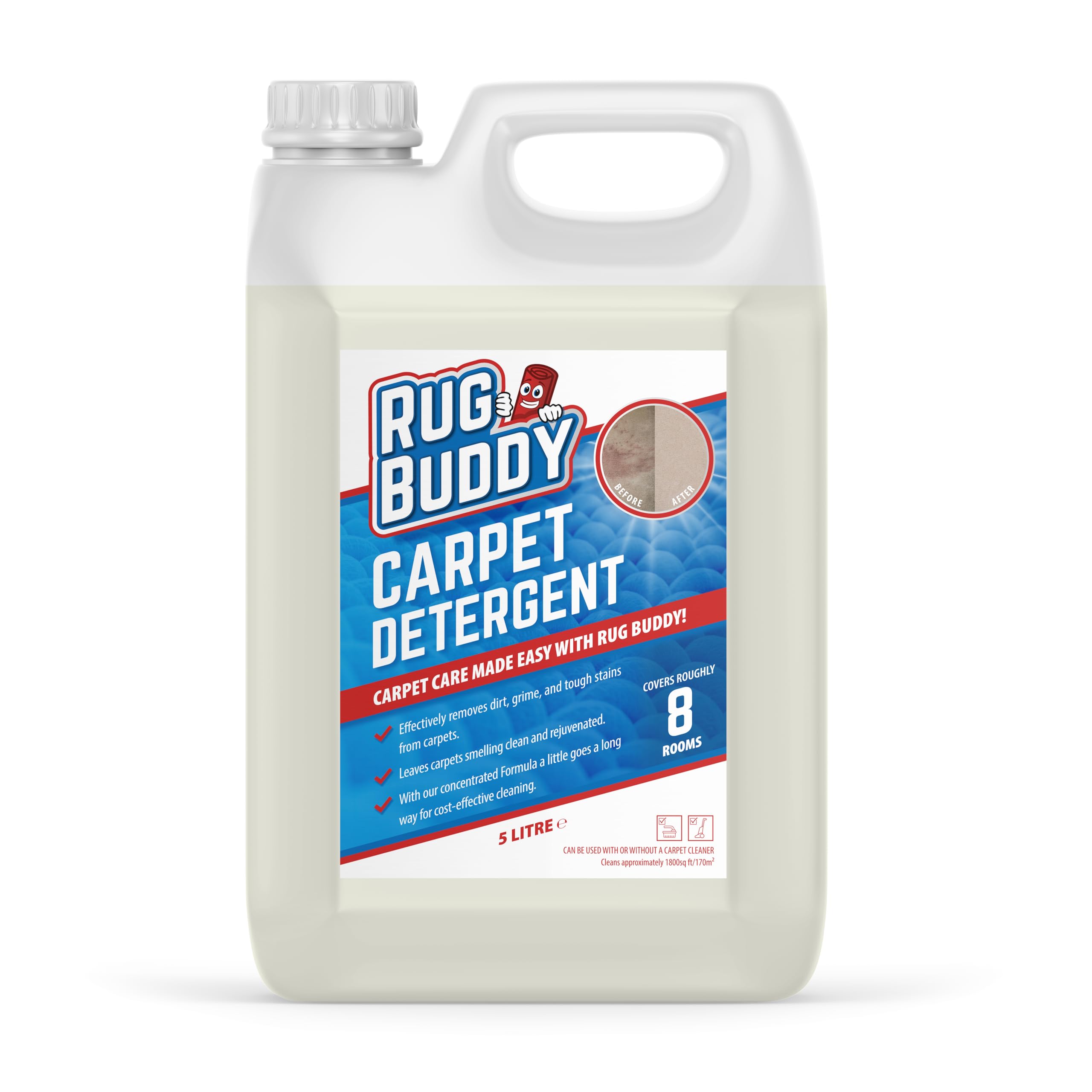 Rug Buddy - Carpet Detergent - Upholstery Shampoo Cleaner Solution Stain Remover - 5 Litre