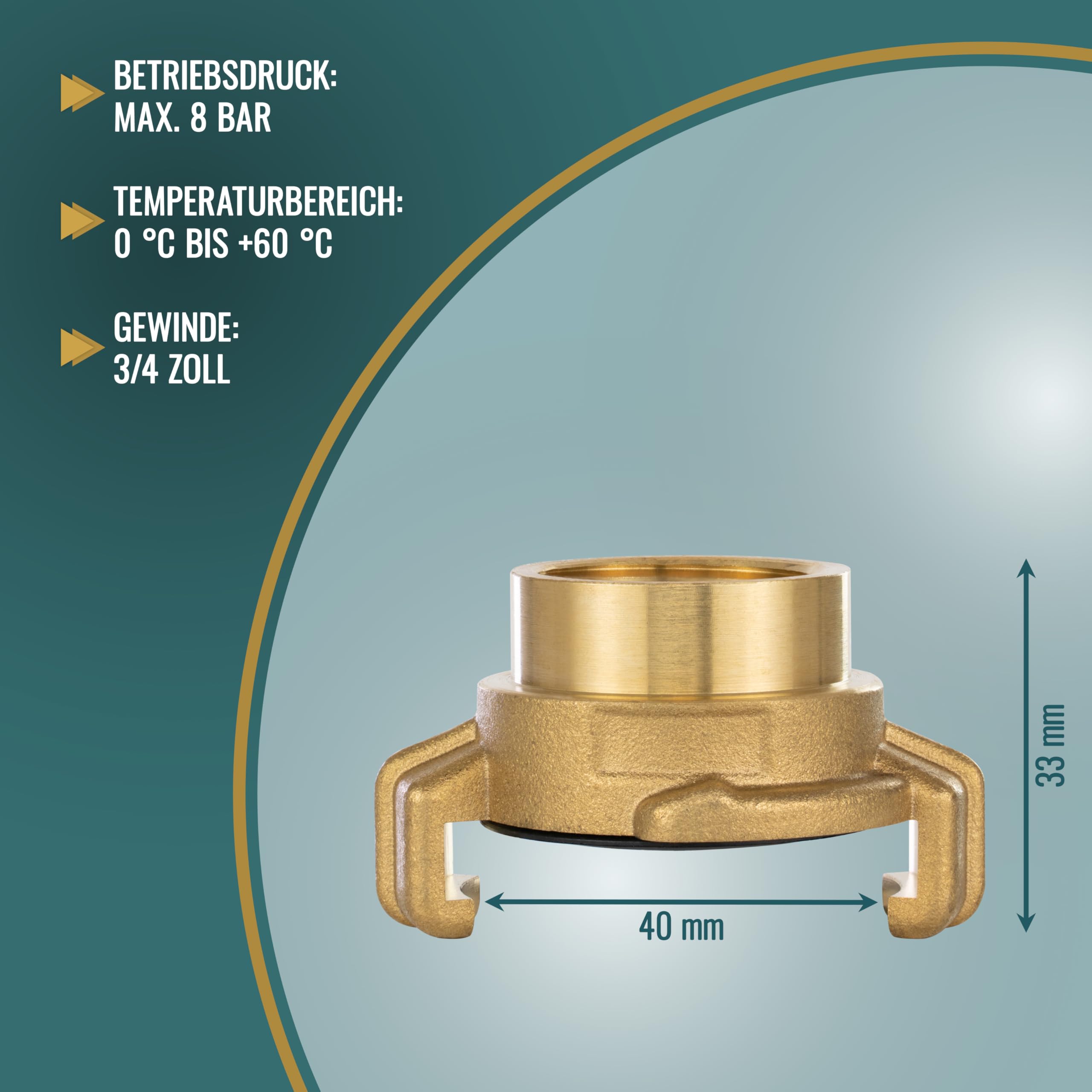 Vigor Schnellkupplung Aus Messing – 3/4 Zoll, Korrosionsbeständig | Für Wasseranschlüsse, Einfach Zu Montieren