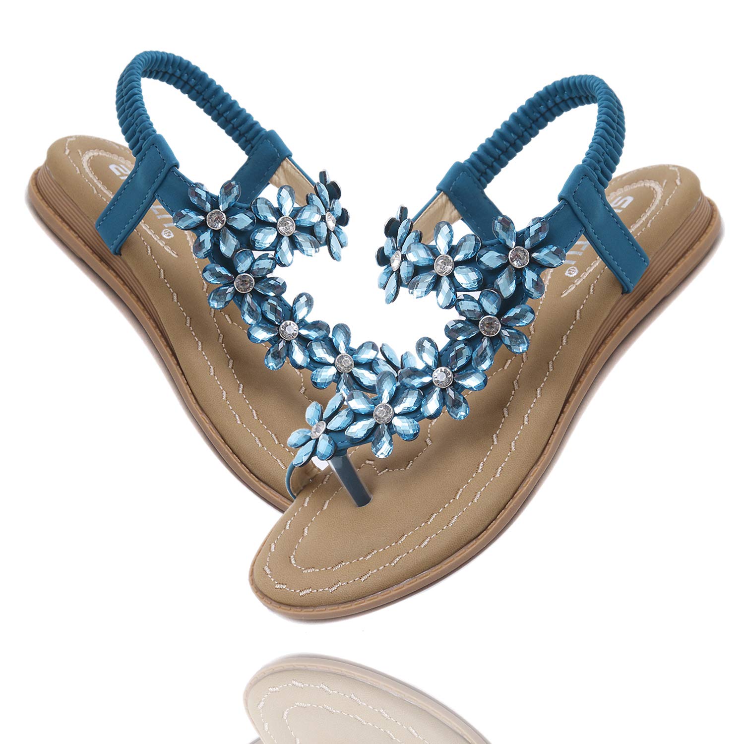 Sandales plates ZOEREA pour femmes, chaussures plates d'été en cuir PU Bohemia, entre-doigts