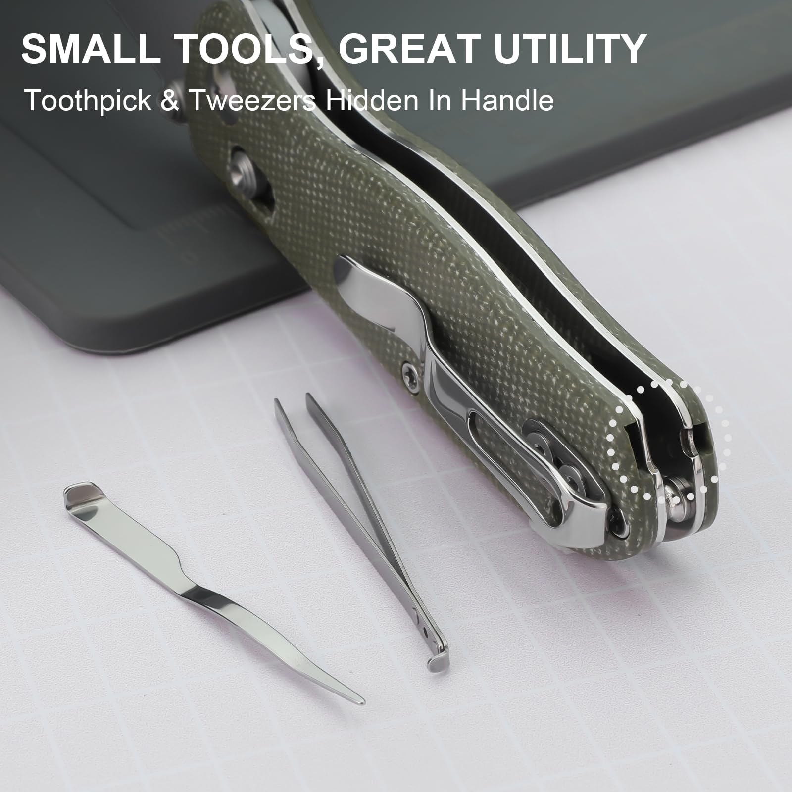 Kizer Uti Bear(New Dual-screw Version) Folding Utility Knife, Clutch Lock Box Cutter EDC Pocket knife with 5PCS Razor Blades, Pocket Knives with Pocket Clip for Men Women V3619JM1