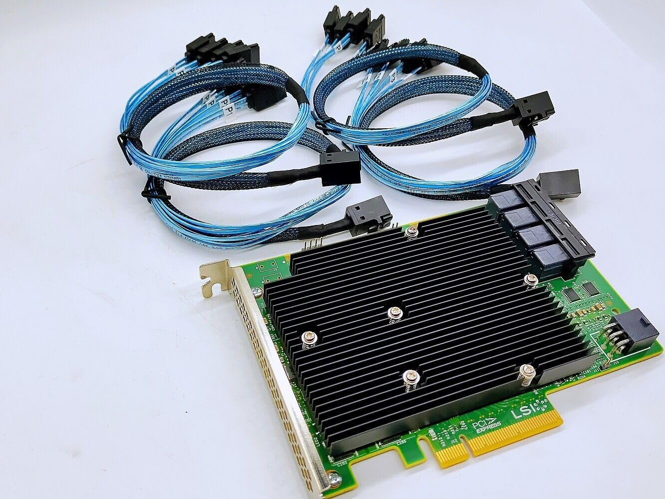 SAS9300-16i LSI 9300-16i16-Port 12Gb/s SAS-3 SAS/SATA PCIe HBA IT Model ZFS TrueNAS UnRAID 4*SFF-8643 SATA Cable