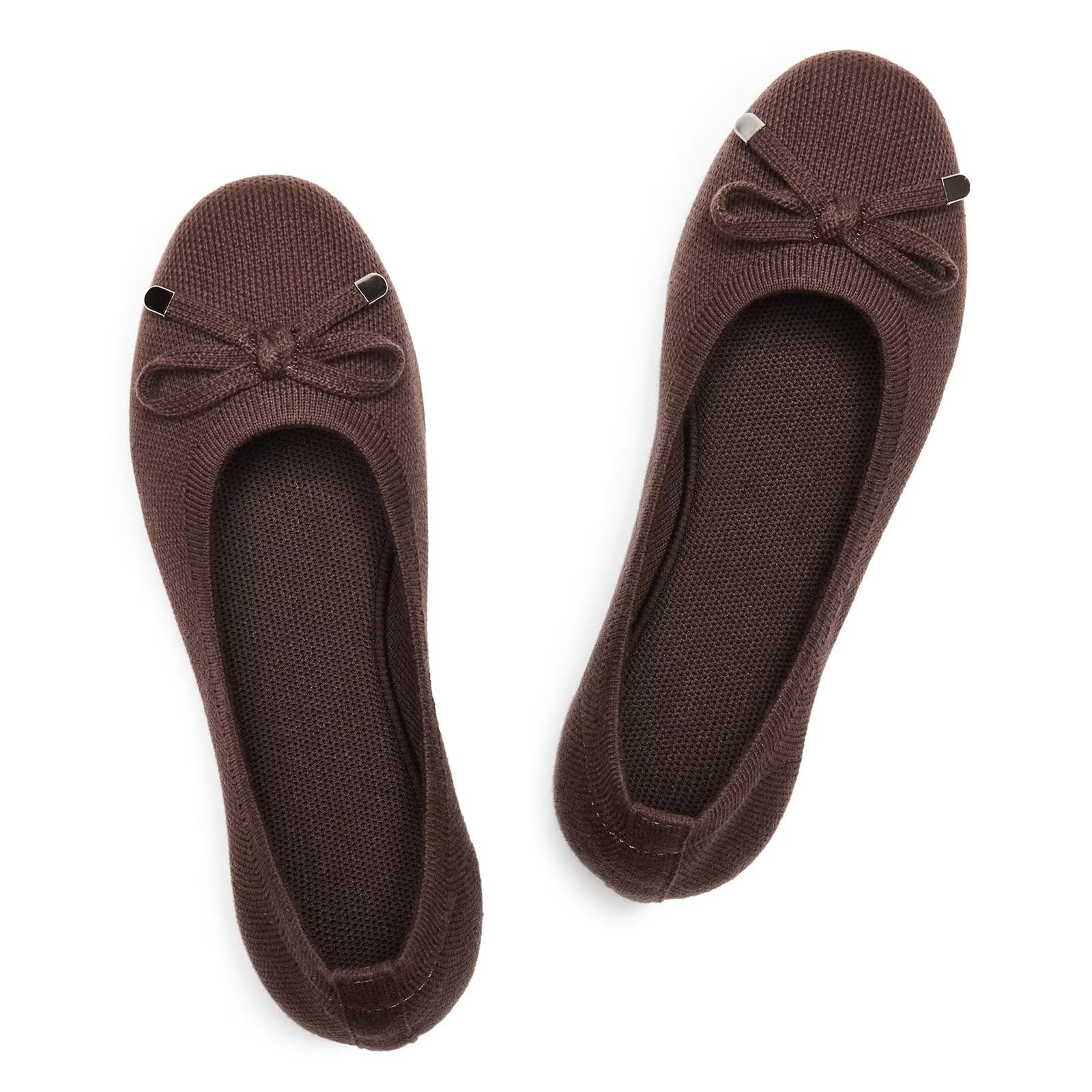 Frank Mully Damen-Ballerinas, zum Hineinschlüpfen, gestrickt mit runder Zehenpartie