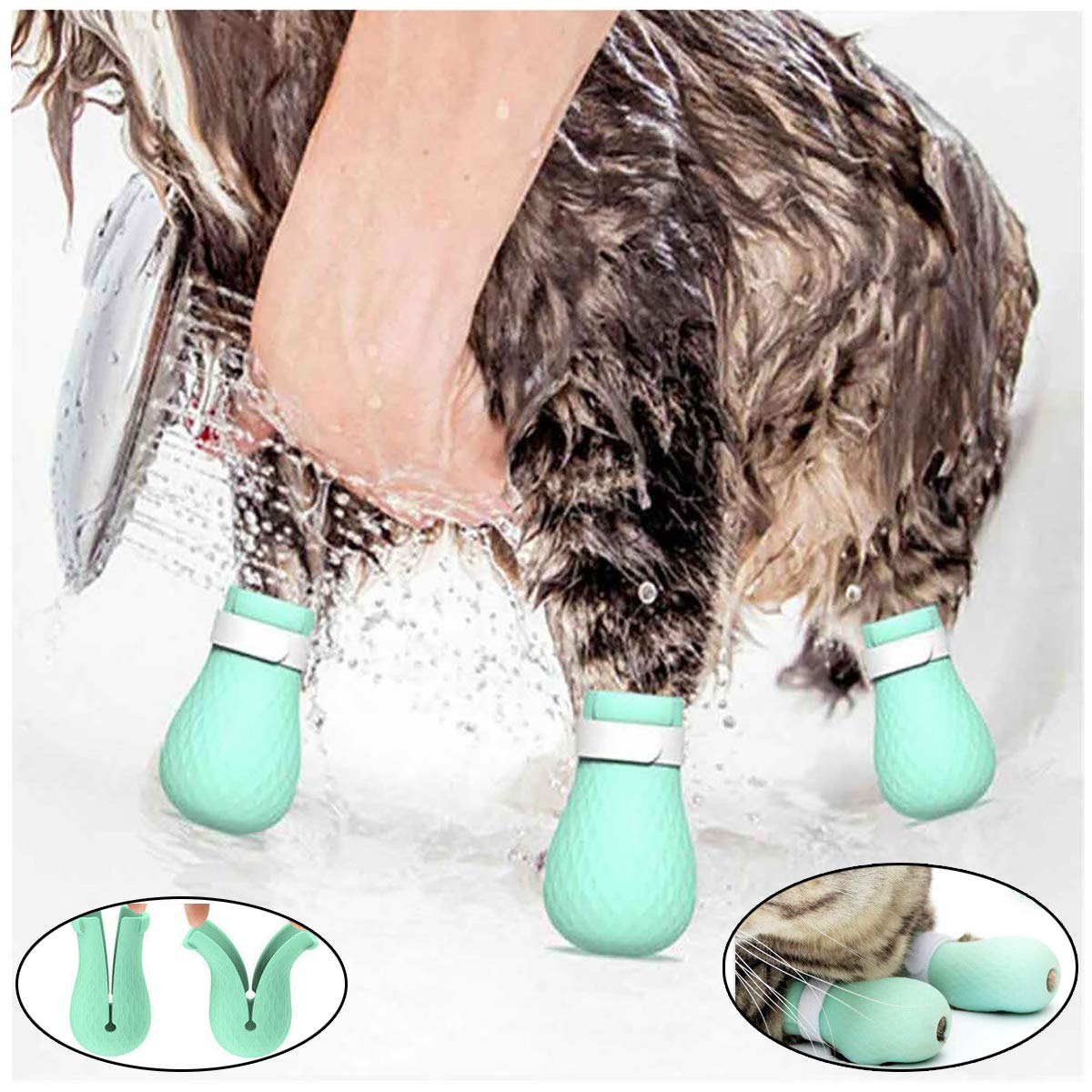 Luftmaul & Stiefel-Set Für Katzen - Silikon Krallenabdeckungen, Größe M (Halsumfang 17,5-24,5 Cm)