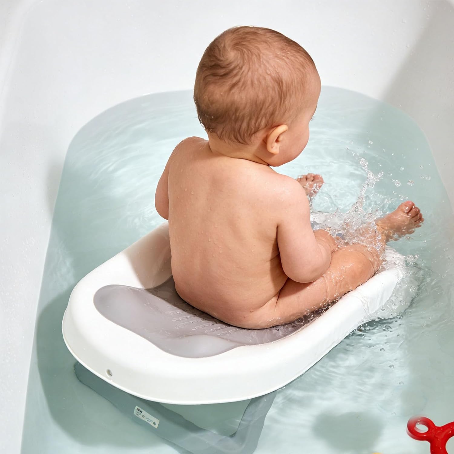 Baby Bathtub, Ergonomic Design Portable Bathing Rack, Lightweight PP TPE Holder, for Newborn to 6 Months (Gray)