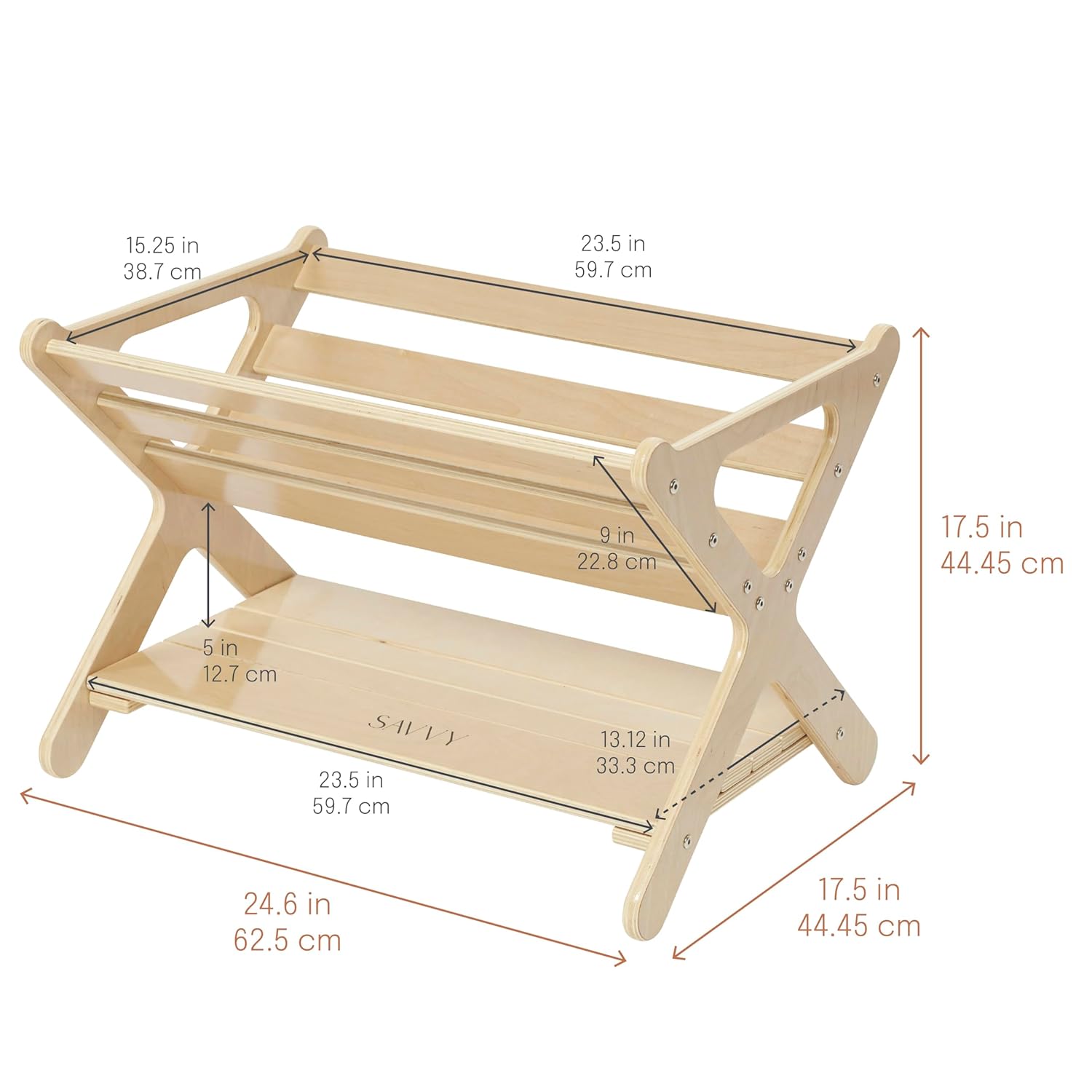 Sidestack Book Caddy Storage Organizer with Shelf, Small Bookshelf, Natural - Image 2