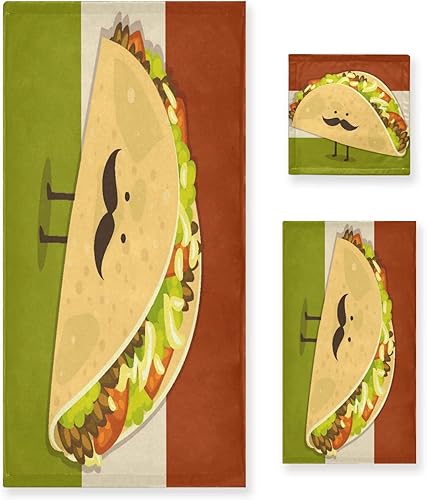 El juego de toallas de baño de 3 piezas incluye 1 toalla de baño 1 toalla de mano 1 toalla de baño mexicano con cara bigotada decoración de lujo