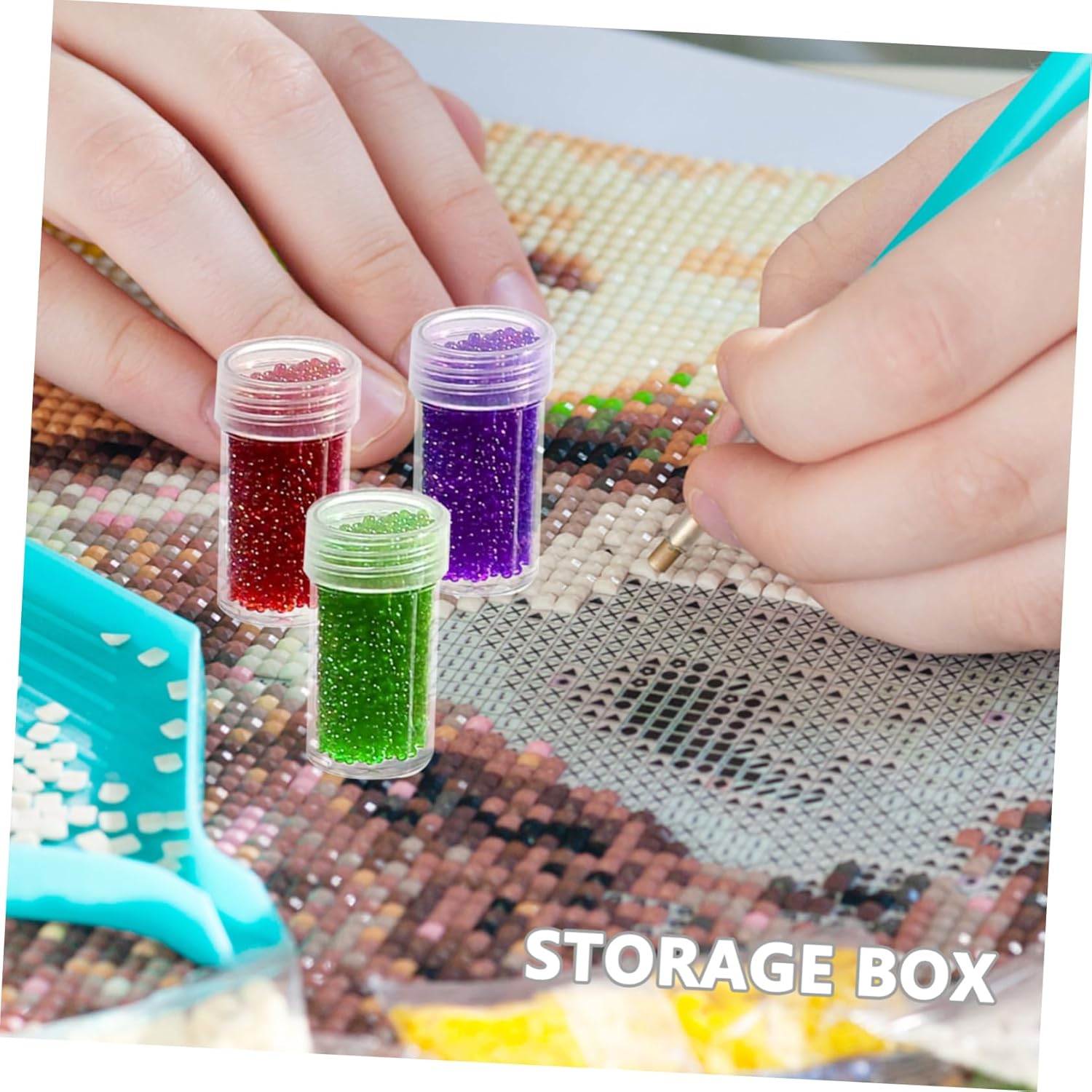 HOMSFOU 45grids Bead Organizer Box Plastic Jewelry Storage Container Dividers Stickers
