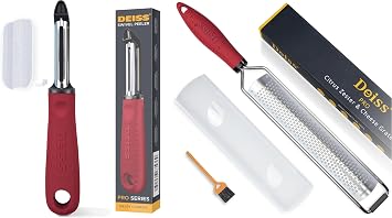 Deiss PRO Lemon Zester & Heavy Duty Cheese Grater and Deiss PRO Premium Swivel Vegetable Peeler
