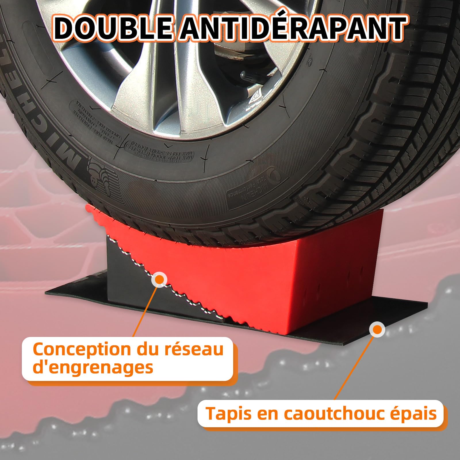 OULEME Cales pour Camping-Car [Jeu de 2], Cales de nivellement en Plastique, pour Les Voitures, Les caravanes et Les remorques[<15,8t] (Rouge)