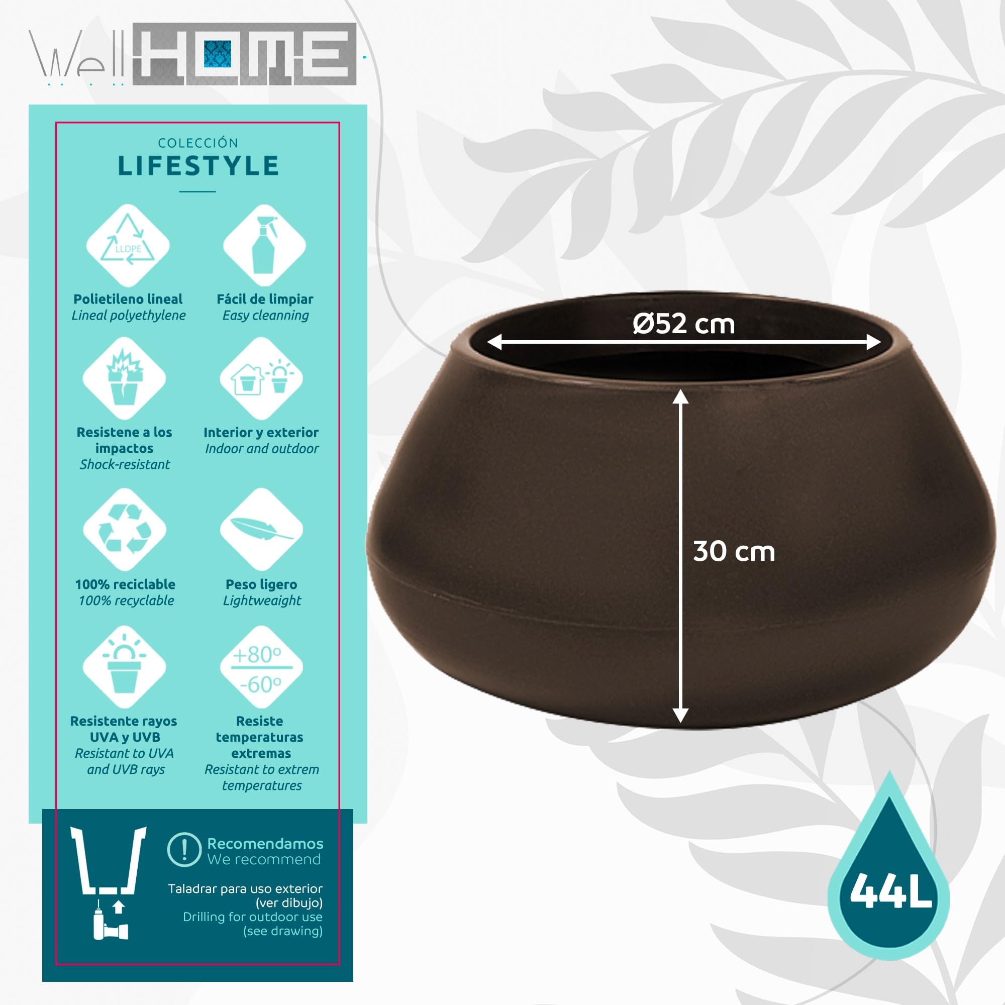 WELL HOME MOBILIARIO & DECORACIÓN Vaso Meriva Ø52x30cm bronzo