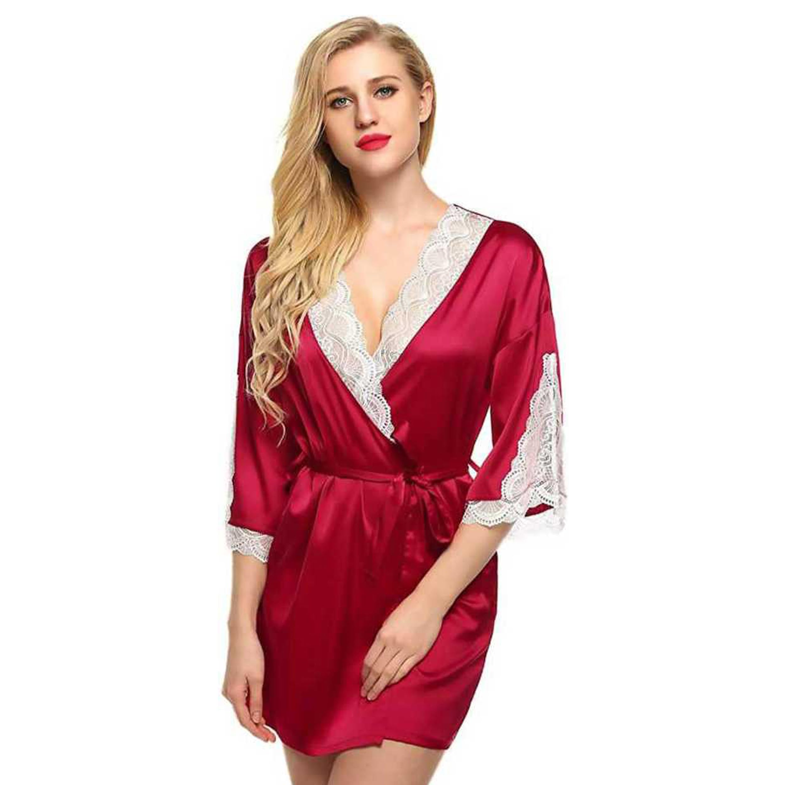 love maker Stylish Women Satin Robe Nighty with Bikini Combo Nightwear S-3XL-picture-33