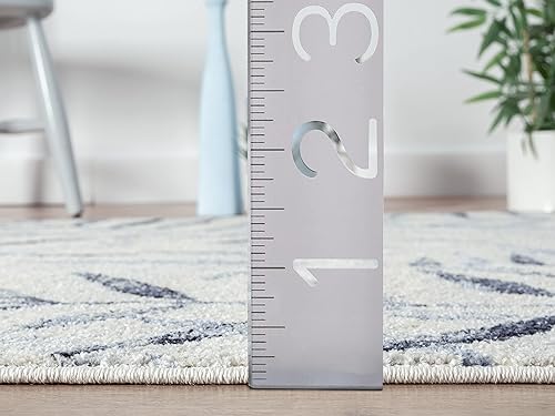 Miniatura 2 de Abani Alfombra de área de 4 x 6 pies con estampado floral de hojas, color azul marino y crema, alfombra de comedor de estilo moderno sin