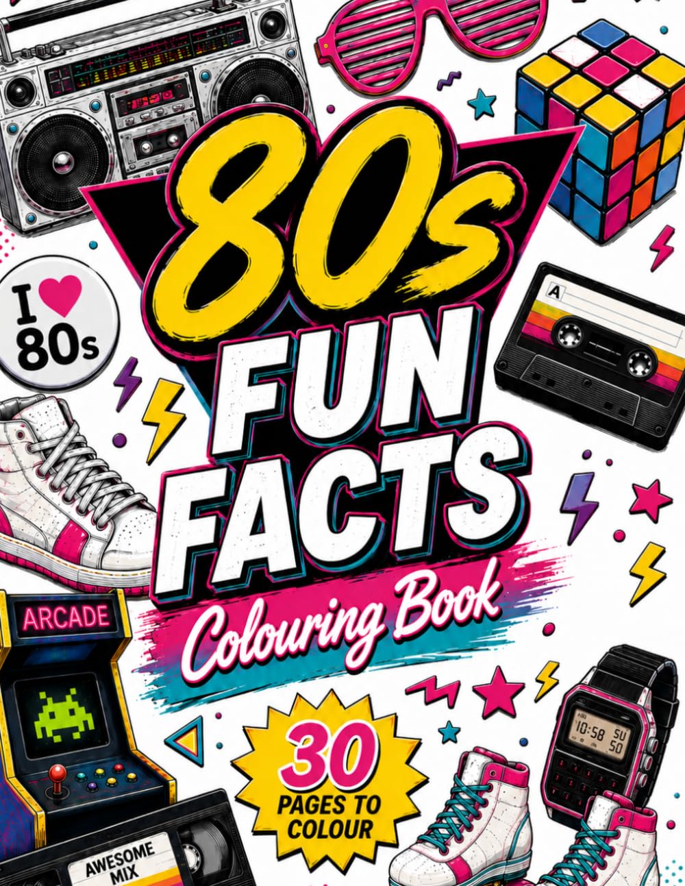 80s Fun Facts Colouring Book