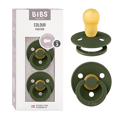 Bibs - Chupetes de bebé, goma natural sin BPA, fabricados en Dinamarca, juego de 2 chupetes color verde militar (18 a 36 meses)