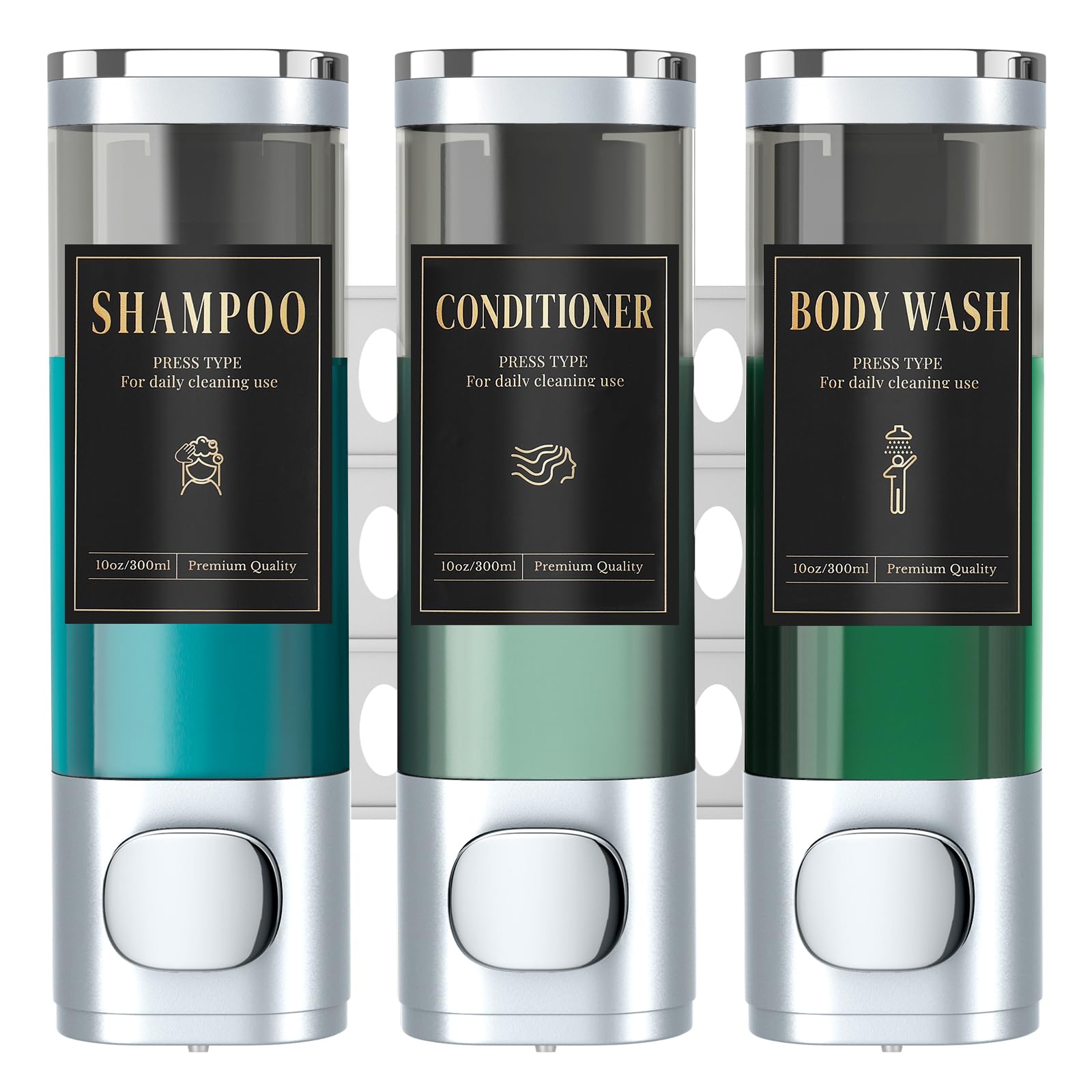 Luxspire Shampoo and Conditioner Dispenser, Shower Soap Dispenser 3-Chamber