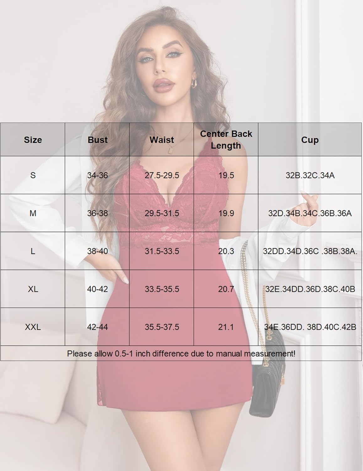 Avidlove Women's Lingerie Sexy Lace Nightgown V Neck Sleepwear Soft Babydoll Chemise - Image 7