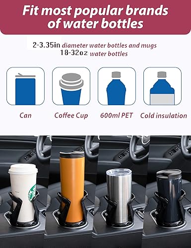 Miniatura 3 de Expansor de portavasos para automóvil con base desplazada, adaptador de inserto de portavasos expandible para botellas de agua y tazas