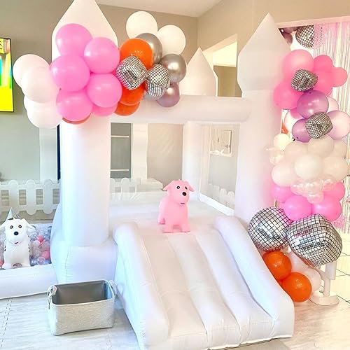 Miniatura 2 de Casa de rebote blanca, castillo de rebote iLink-outer para niños pequeños con pozo de bolas y soplador UL deslizante, fácil de instalar y quitar