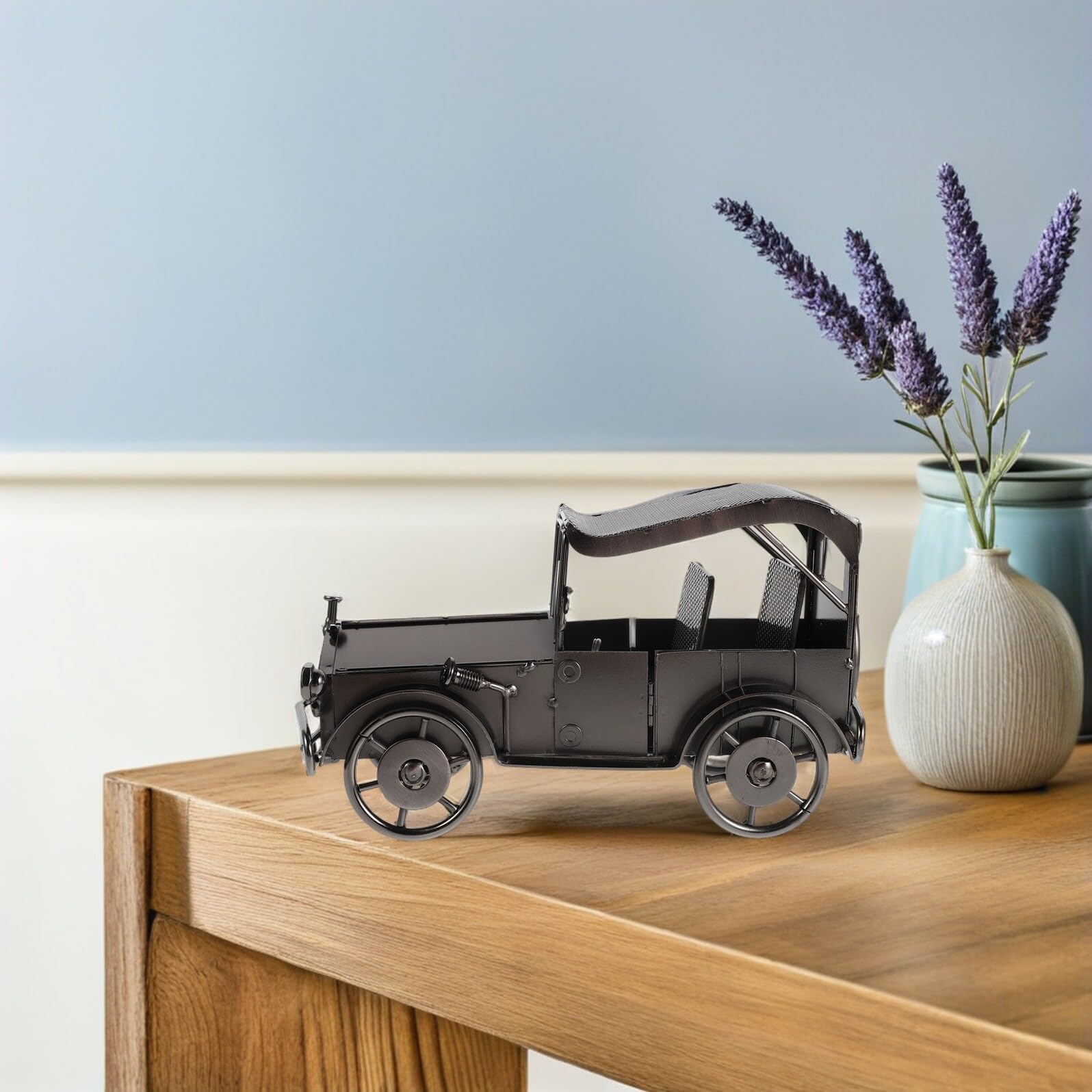 Modellino Auto Vintage in Metallo Nero, Ornamento Classico | Collezione per Salotto e Bar, Finitura Premium, Design Antico, Oggetto Regalo per Appassionati