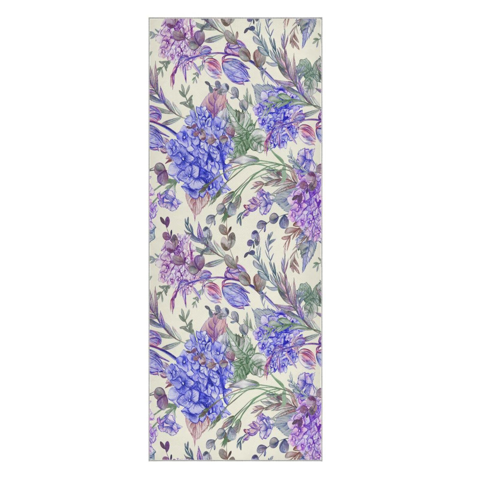 pnyoin Yoga Towel Hydrangeas and Summer Plants Hot Yoga Mat Towel with Grip Dots Sweat Absorbent Non-Slip for Hot Yoga, 24
