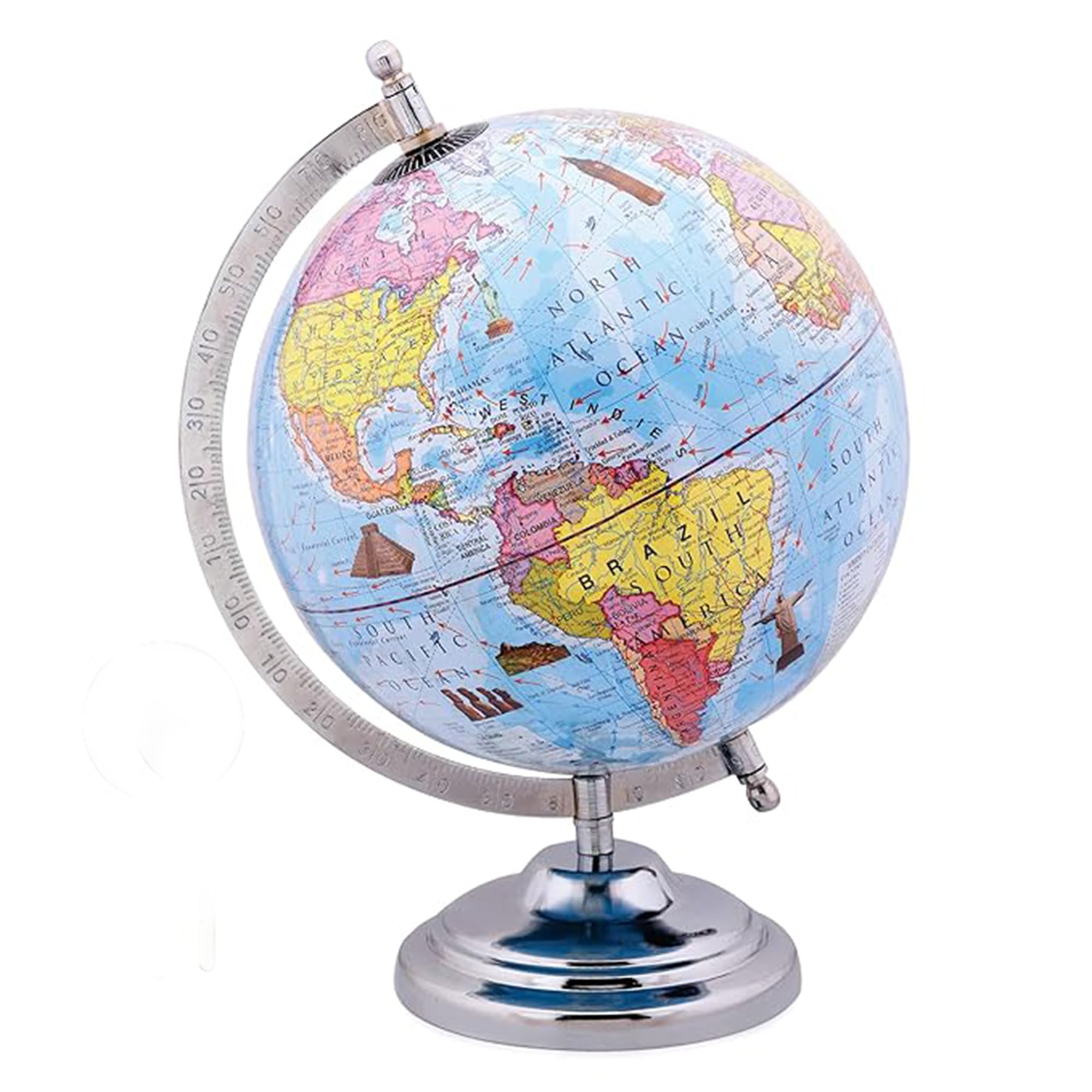 GLOBE DADDY Globe for Kids, Stem Steam Educational World Globe with Magnifying Glass for Kids/Political Office/Students - 8 Inch(Blue)