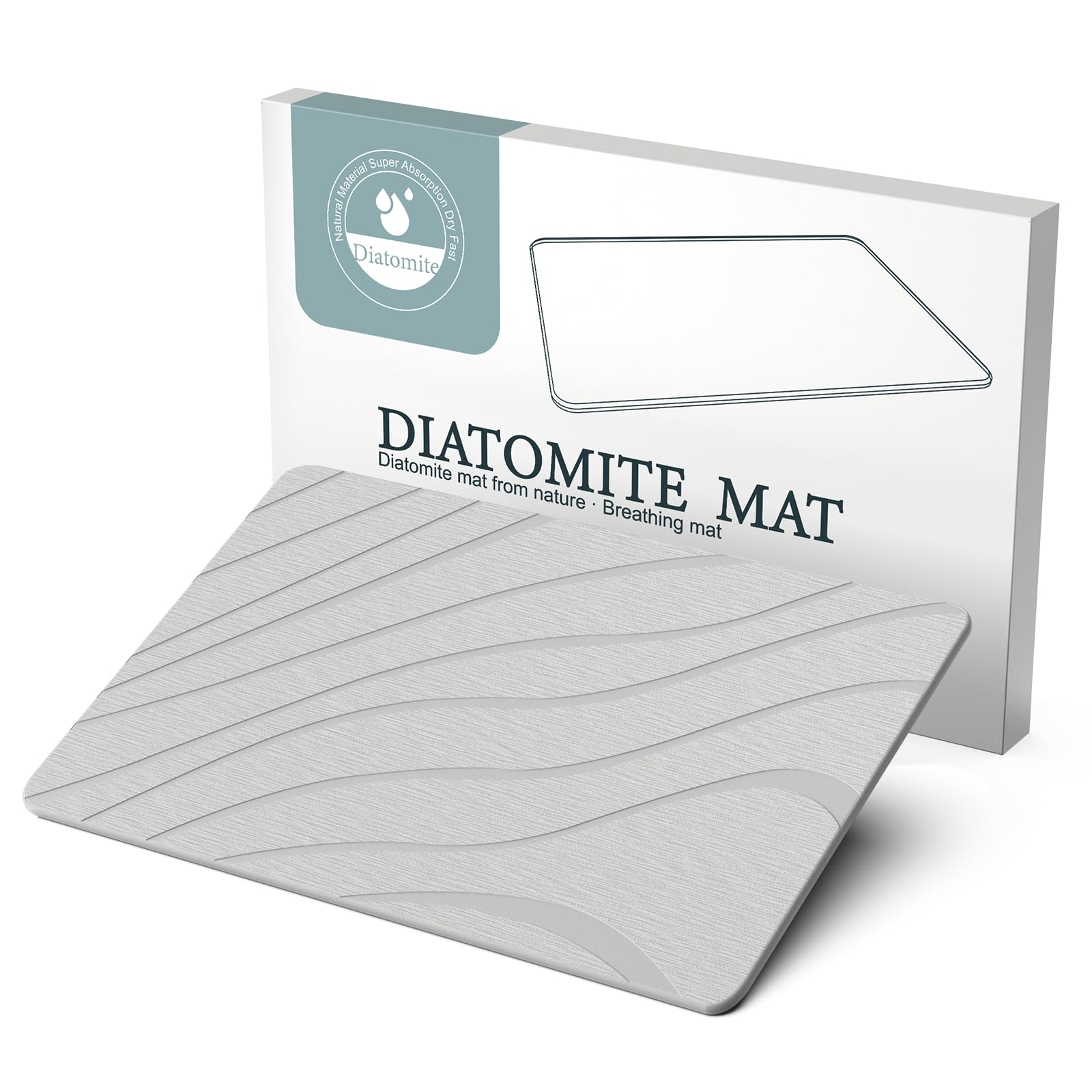 LOFTER Stone Bath Mat, Diatomite Stone Bath Mat Nonslip Super Absorbent Quick Drying Bathroom Floor Mat for Kitchen Counter, Natural Bathroom Mat Stone Shower Mat Easy to Clean (23.7 x 15 .5inch)