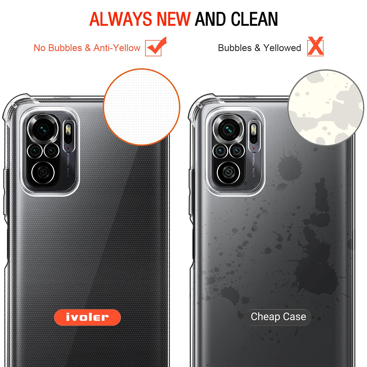 WILLIS EASSGU Custodia per Redmi Note 10S / Redmi Note 10 (4G) / POCO M5s (6.43 Inches), Cover Silicone TPU Colore Sfumato Trasparente, Custodia per Telefono Antiurto e Antigraffio - Oro Rosa