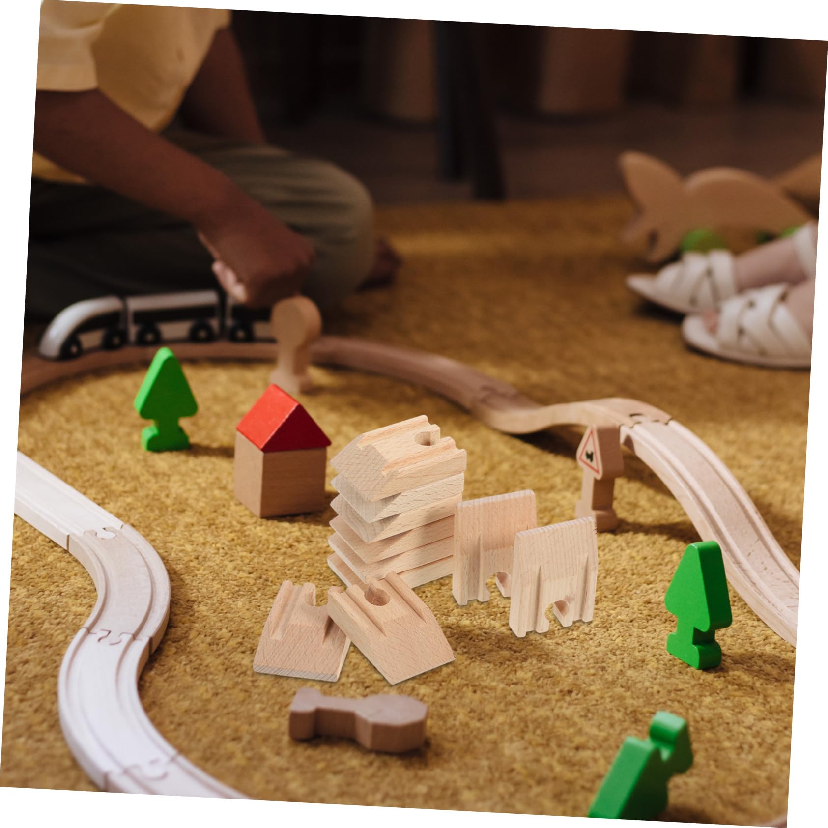 ifundom 50pezzi Wooden Concave Train Track Expansion Accessories Di Piste Legno Per Modellismo Ferroviario Gioco Didattico Per Facile Da Assemblare e Manutenere