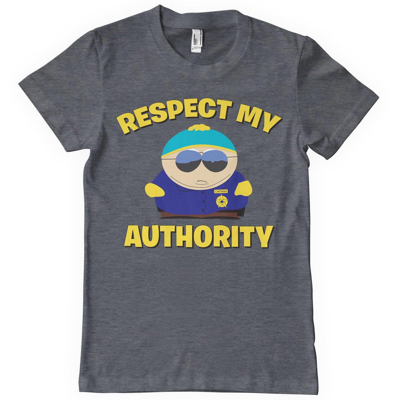 South Park Officially Licensed Respect My Authority Mens T-Shirt (Dark-Heather), Medium