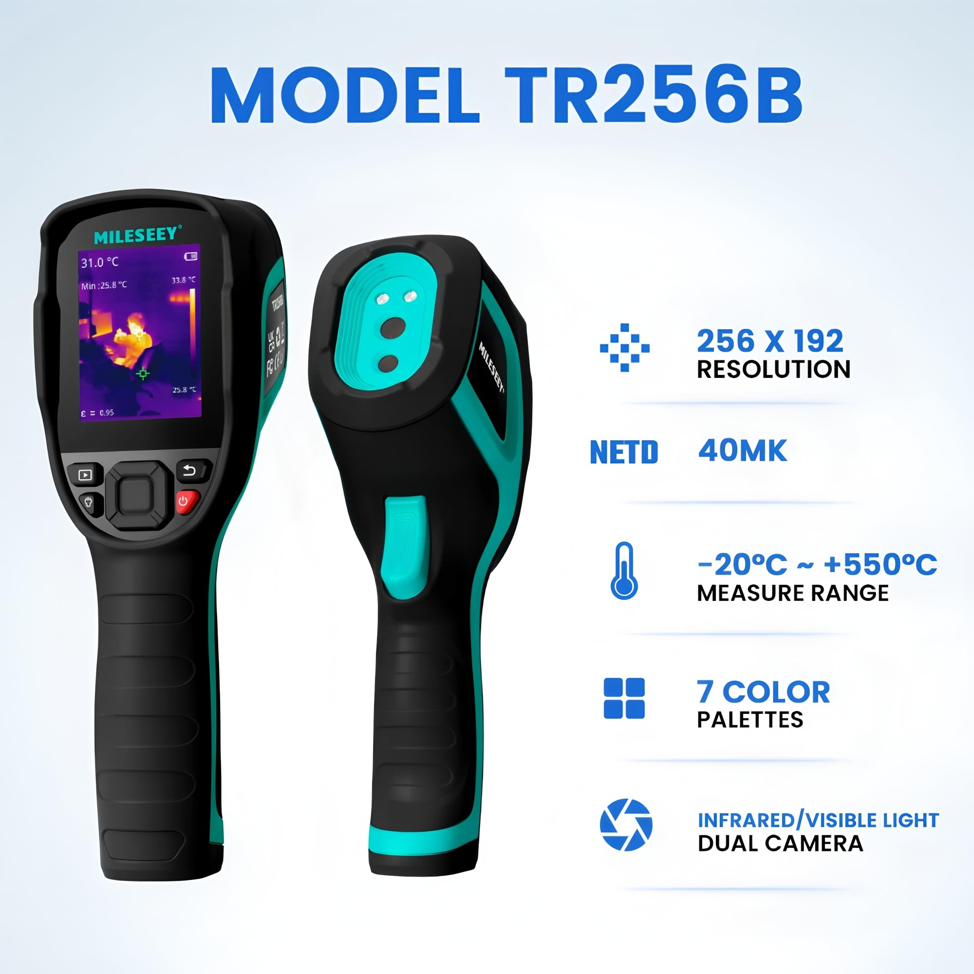 TR256B TR256E IR Wärmebildkamera 256 * 192 Auflösung 7 Paletten mit 2MP sichtbarem Licht 50HZ 13 Sprachen NETD 40mK (TR256B)