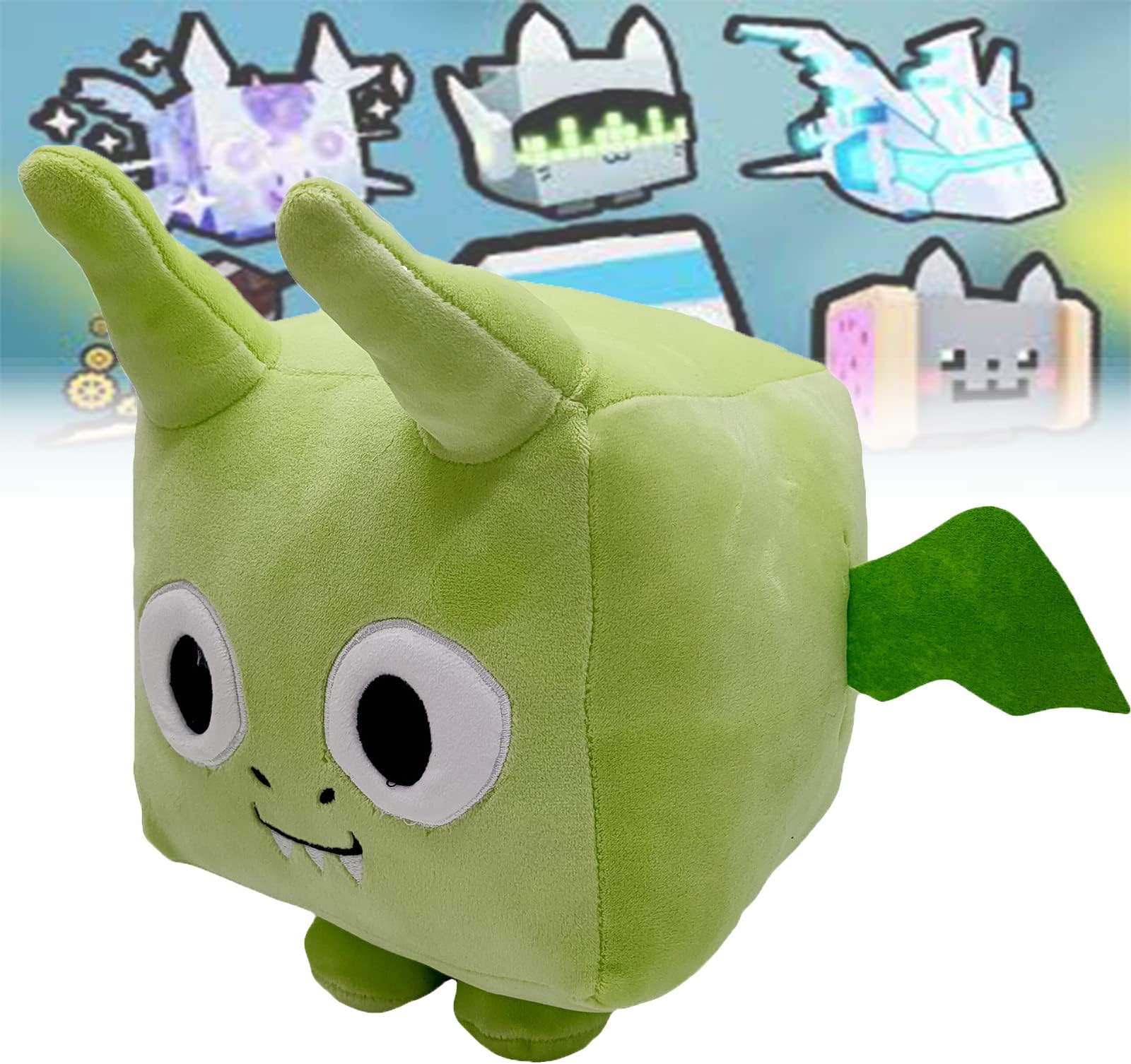 Sinnige Big Games Cat Plush, Pet Simulator x Cat Plush, Cartoon Stuffed Cat Plush, Pet Simulator x Plush , Perfect for Kids Birthday Gift. (Green)