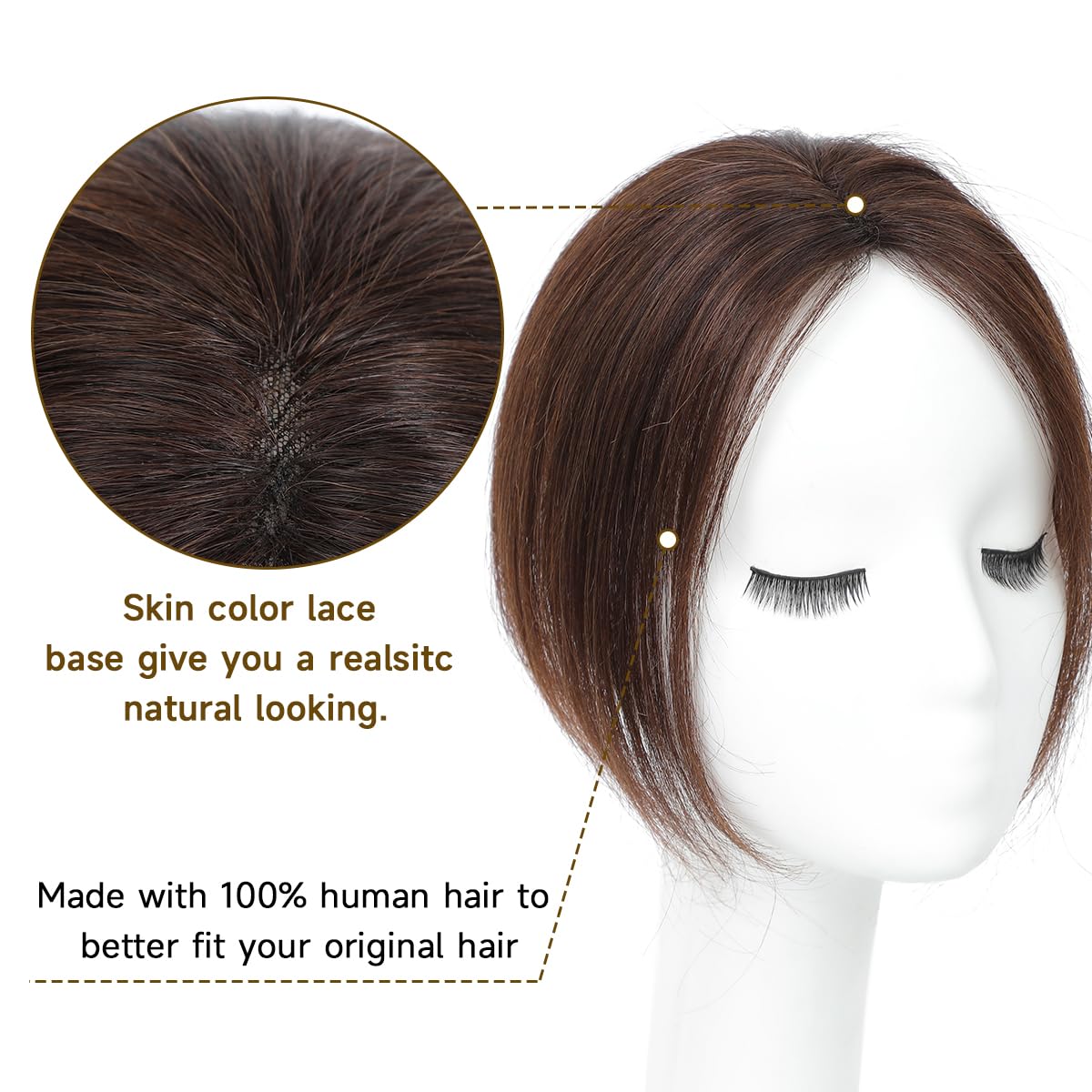 Amazon.com : forfeels Hair Toppers For Women Real Human Hair  display picture 2