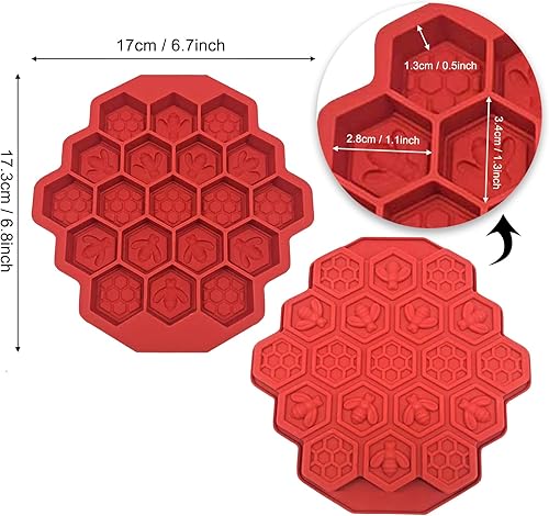 Miniatura 2 de Creativee 2 piezas de 19 cavidades de panal, abejas de silicona, molde para pastel, jabón, bandeja de hielo, muffins, galletas, pastel, chocolate,
