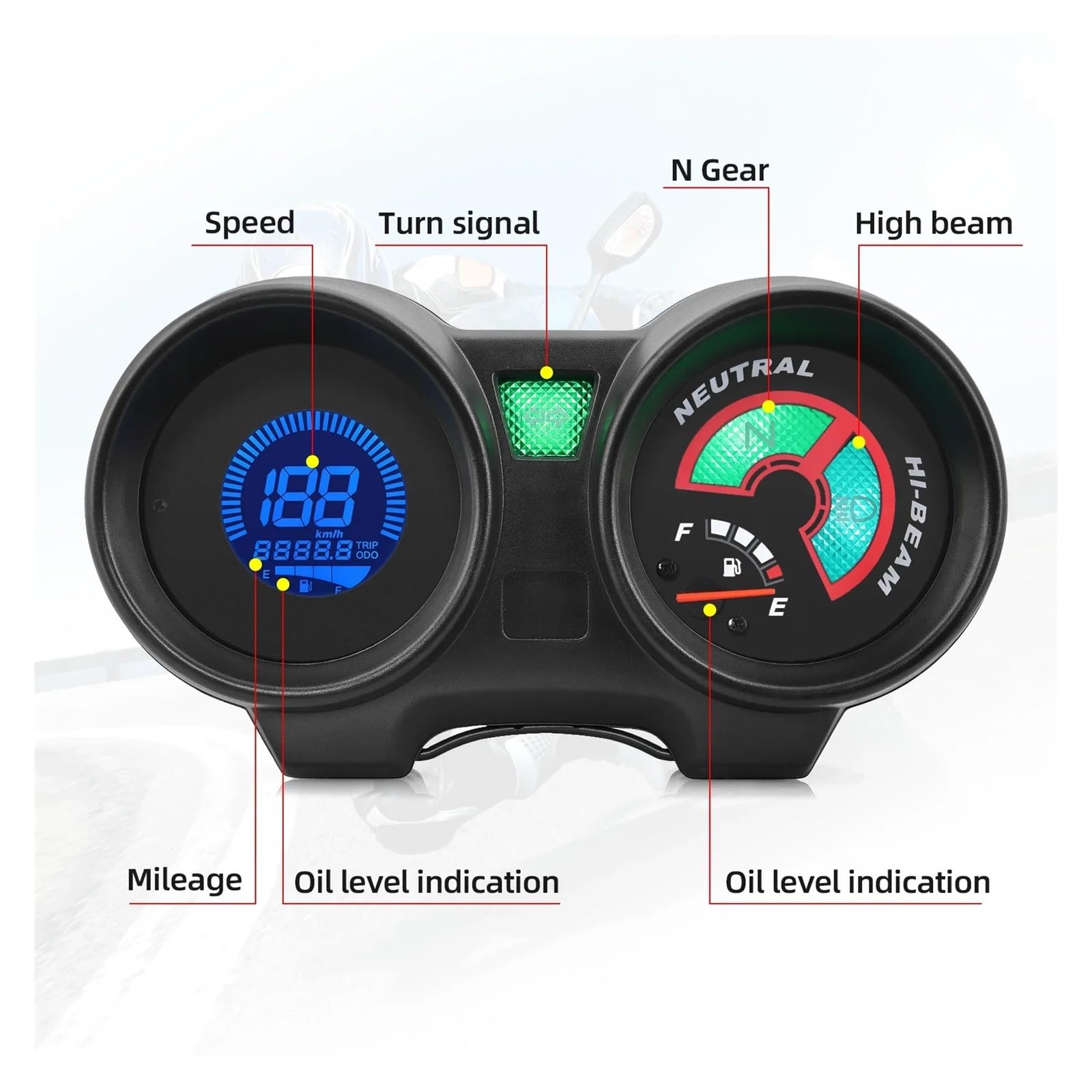 Moto Gauge Contachilometri Contachilometri Per Motocicletta Contachilometri Per Motocicletta Cruscotto Retroilluminato A 7 Colori Per Brasile 150 Per CG150 2004-2009