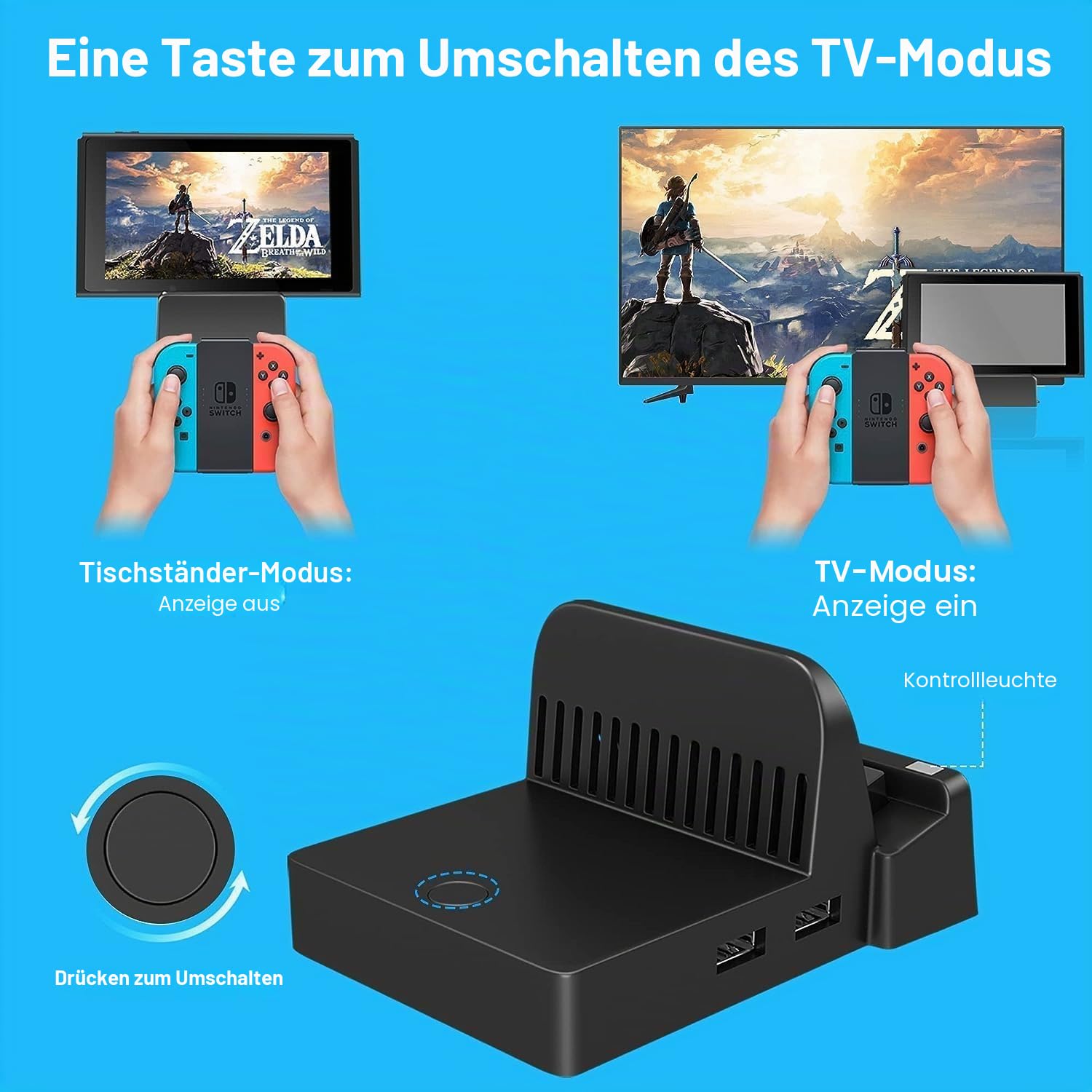 Ponkor Switch TV Docking Station, S Witch/S Witch OLED TV Dock Ladestation, S Witch/S Witch OLED 4K HDMI Adapter Ladestation mit 4K HDMI Schnittstelle,USB 3.0 und Type-C Port
