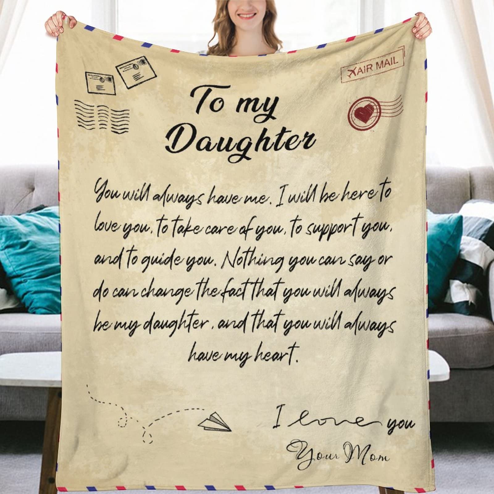 Couverture de lit You Will Always Have Me cadeau fille microfibre