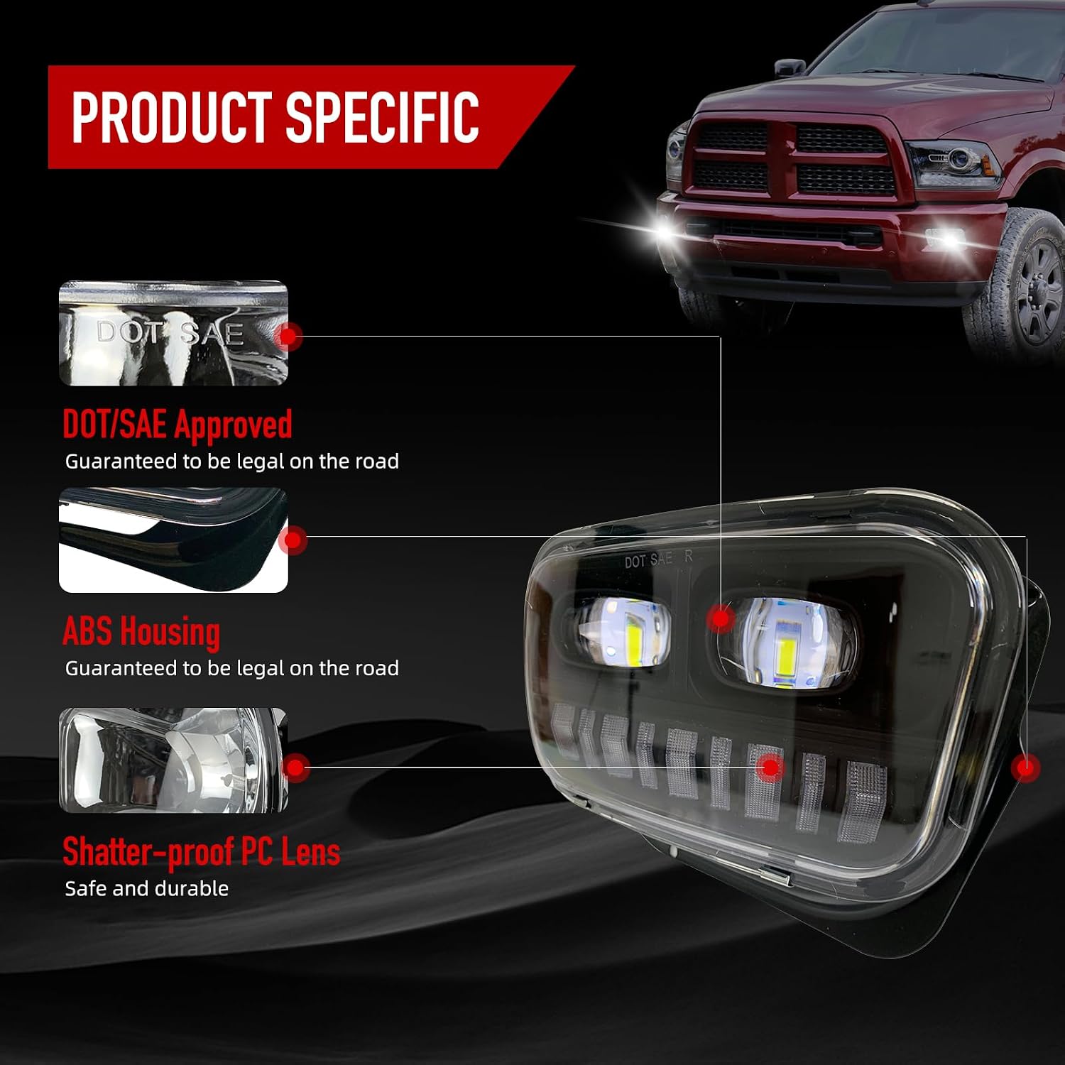 LED&DRL Fog Lights Compatible with 2009-2012 Dodge Ram 1500/2010-2018 Dodge Ram 2500 3500 1 Pair Front Bumper Fog Lamp With Daytime Running Lights(White) and Turn Signal Lights(Amber)