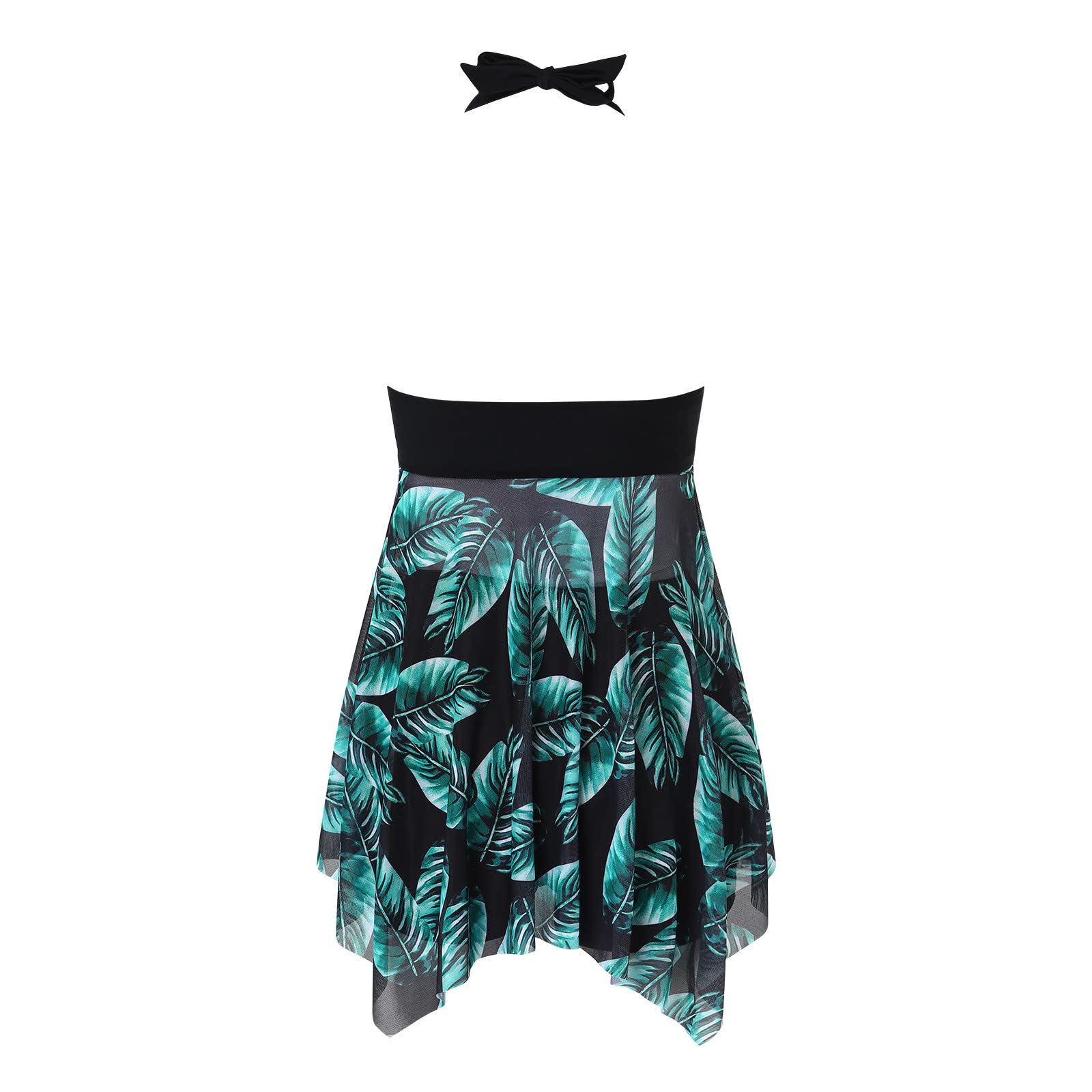 Umstands Tankini Damen Badeanzug, tropisches Neckholder-Badekleid, Boyshorts, Umstandsbademode-Badebekleidungs-Set Latzhose Damen Umstandsmode Große Größen XXL Hose Schwangerschaft (51-Green, XL)