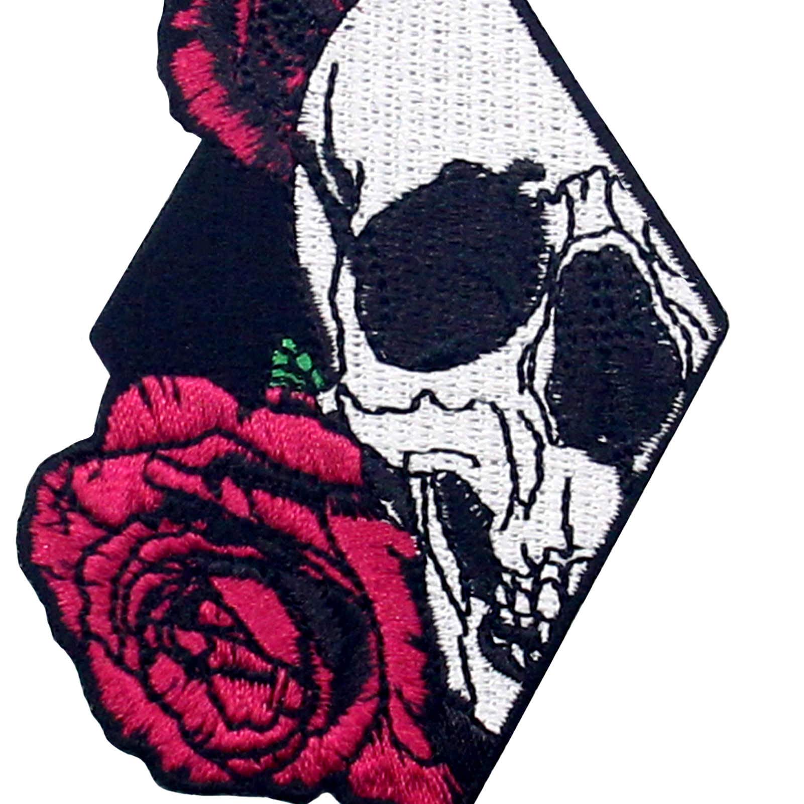 Patch Brodé Crâne 'Ne Regarde Pas En Arrière' - ThermoCollant Ou à Coudre - 7.7x4.5cm