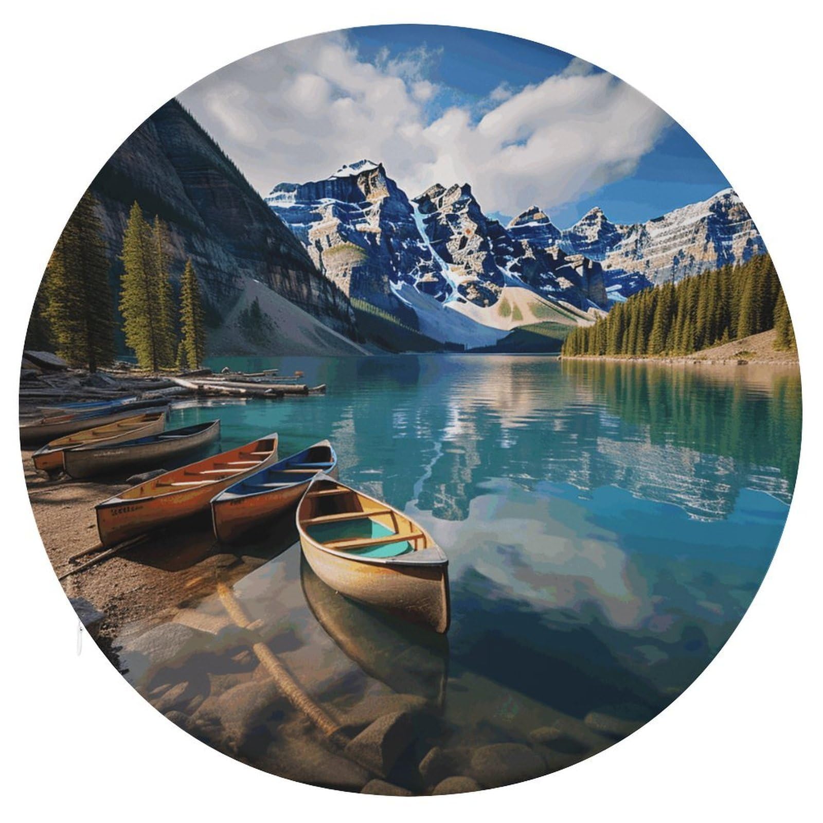 WSOIHFEC Moraine Lake Canoes Seat Cushion Round Chair Pad