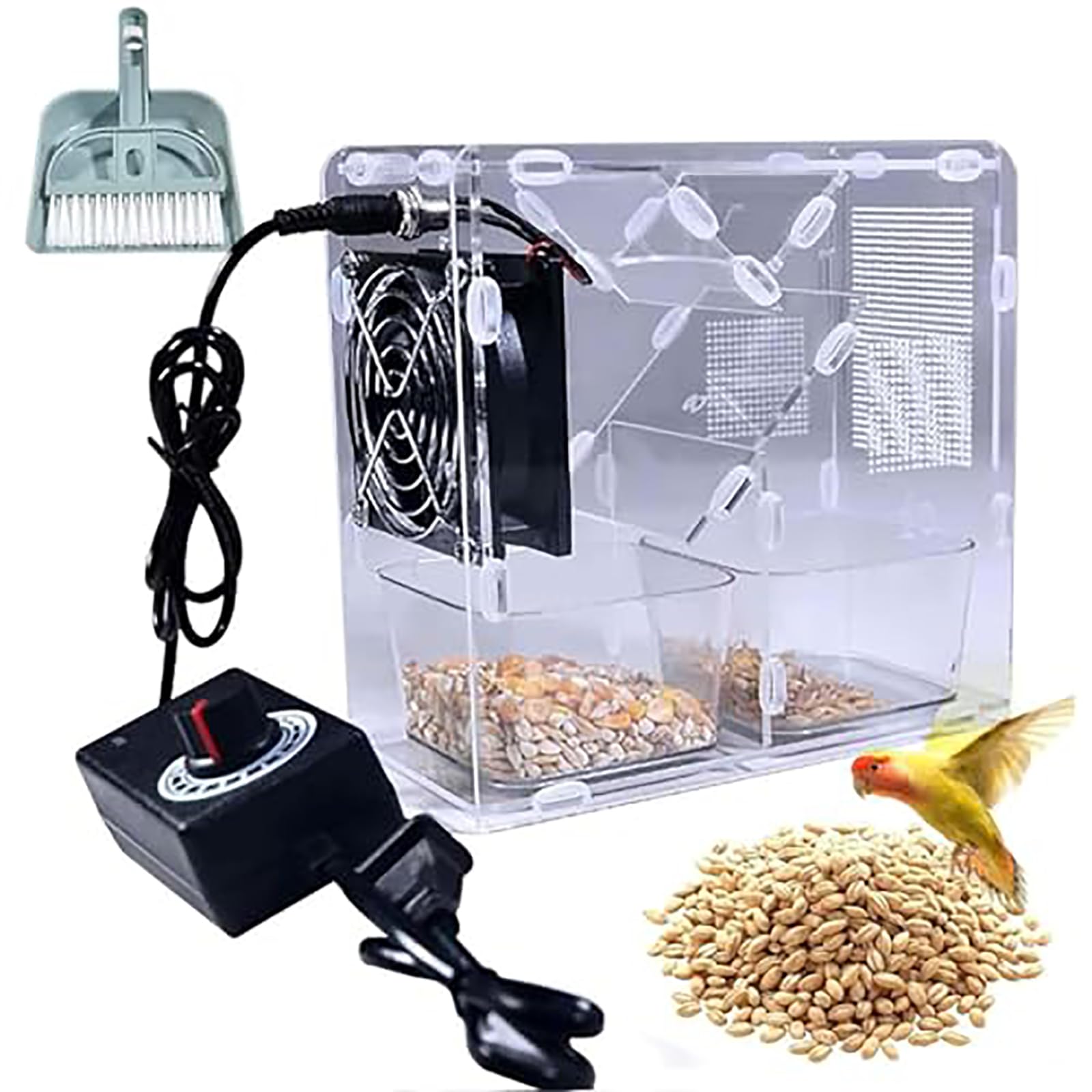 Nettoyeur d'aliments pour perroquets à ventilateur réglable pour la maison