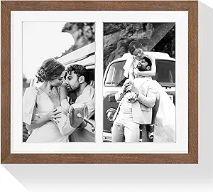 8.5x11 Oak Wood Picture Frame - Minimalist 8.5x11 Picture Frame with Mat Display 2Pcs 5x7 Photos, 5x7 Picture Frame Wood, Natural Solid Wooden Picture Frames(1 Pack, Walnut)