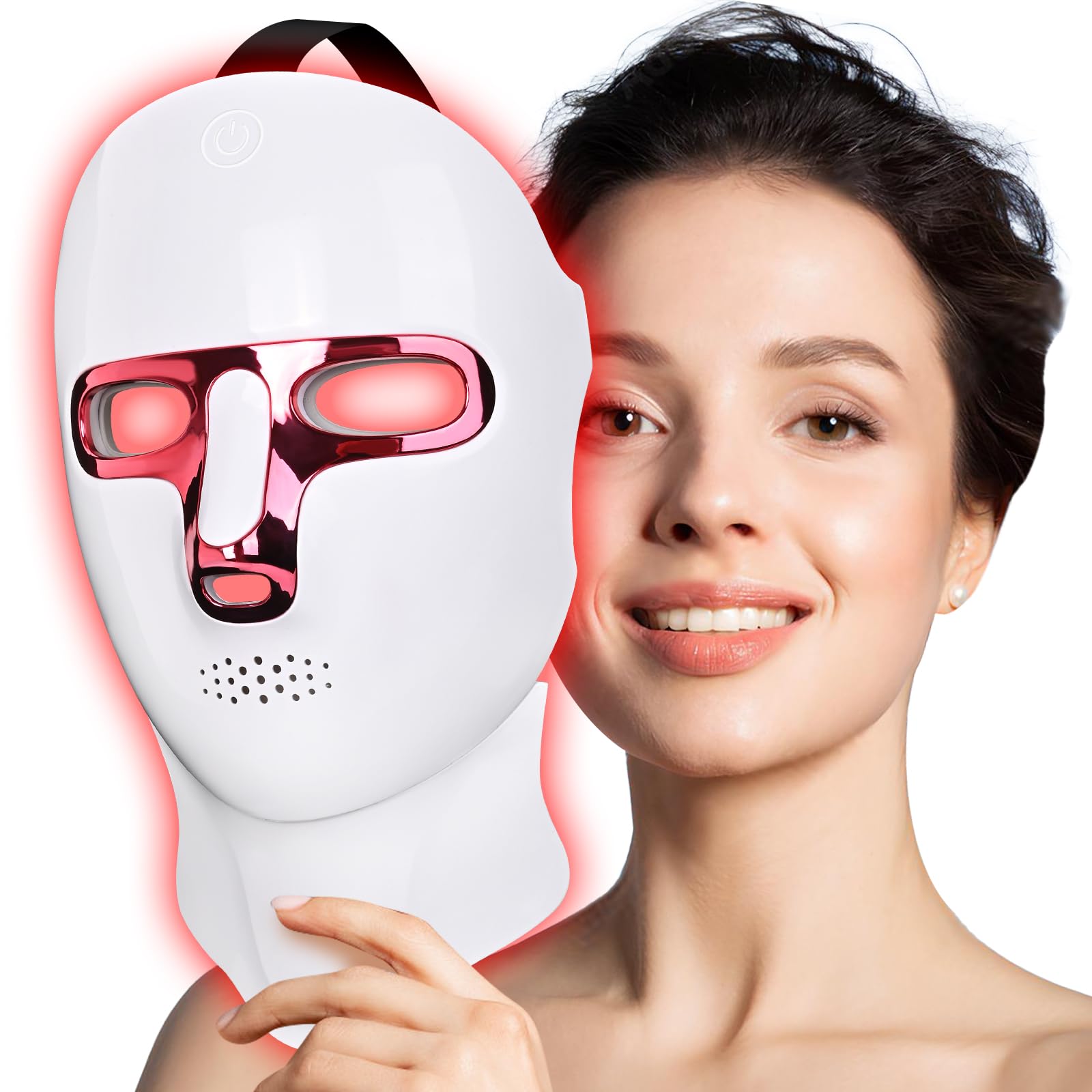 Red Light Therapy Mask for Face - 7 1 Colors LED Light Facial Mask Cordless USB Rechargeable Portable